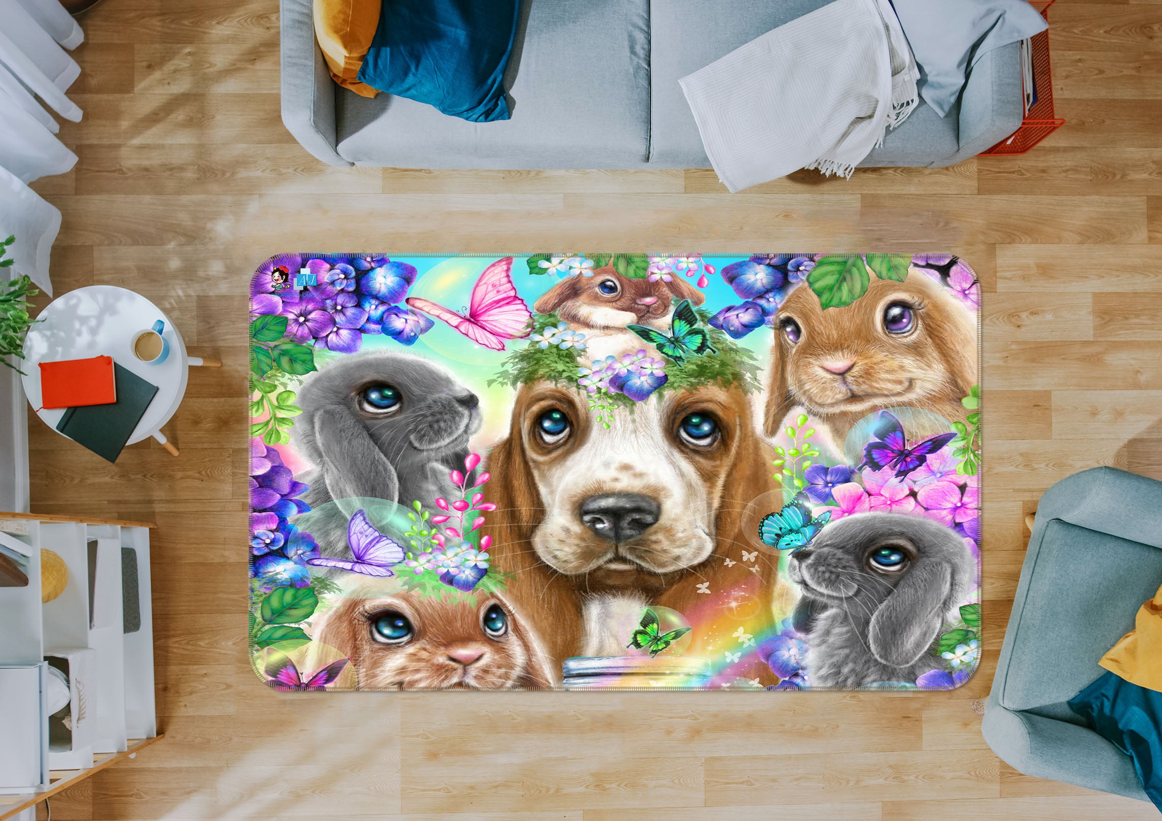 3D Butterfly Pet Dog 8501 Sheena Pike Rug Non Slip Rug Mat