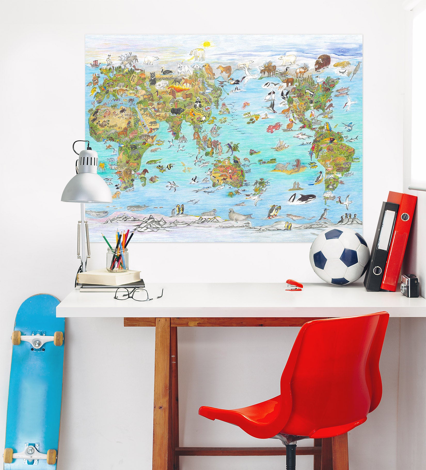 3D Animal Map 025 Michael Sewell Wall Sticker