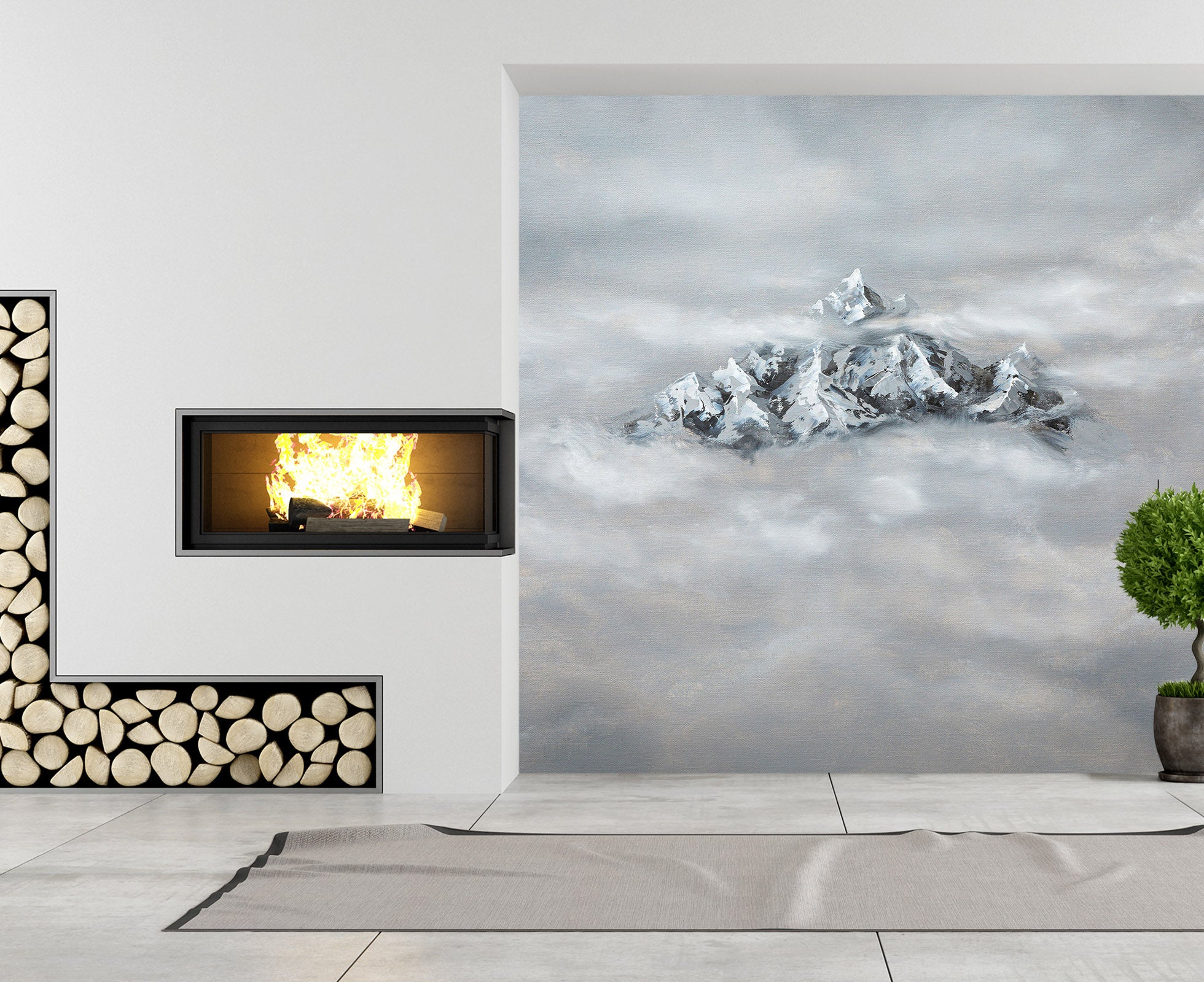 3D Fog Mountain Peak 1849 Marina Zotova Wall Mural Wall Murals