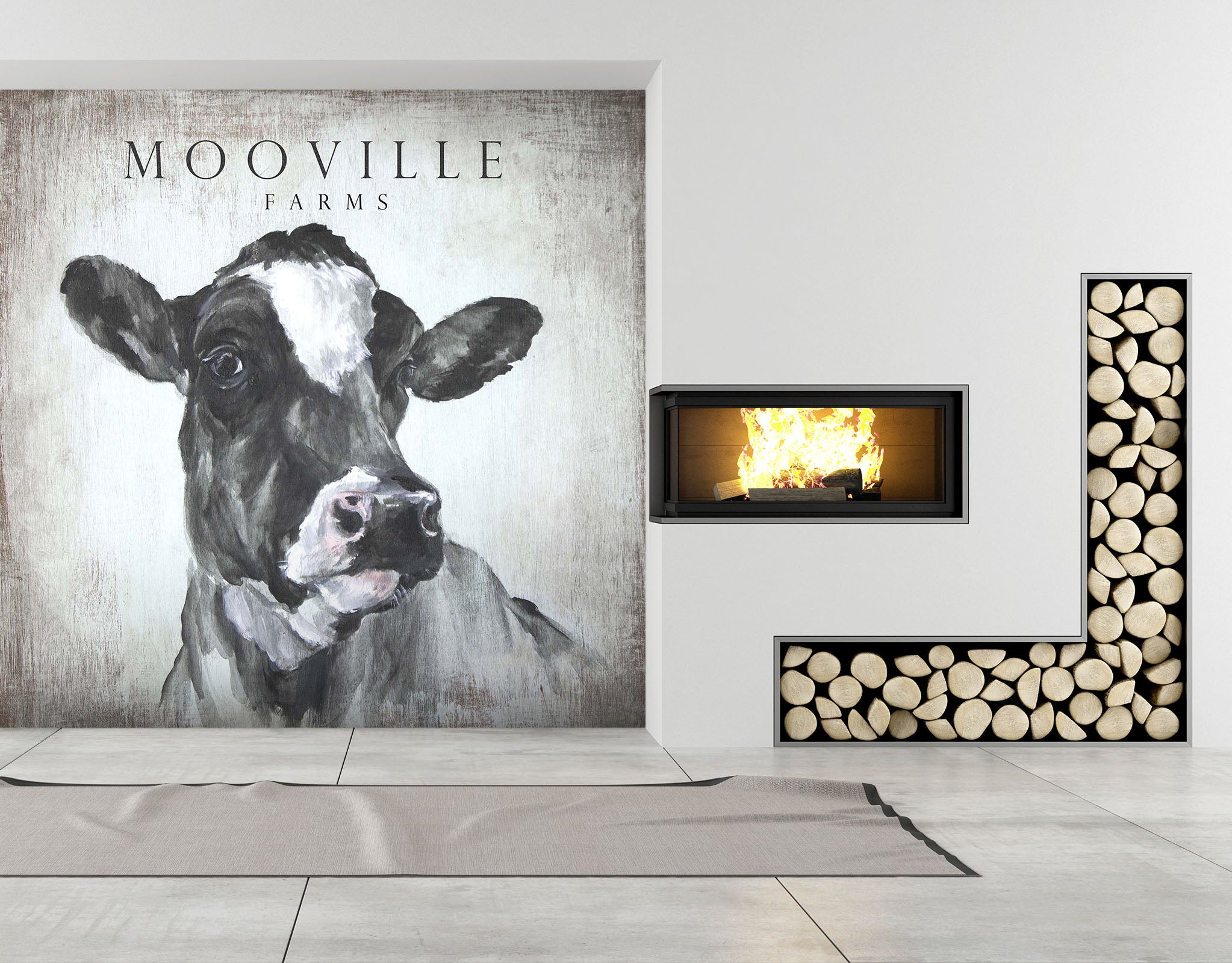 3D Sketch Cow 1408 Debi Coules Wall Mural Wall Murals