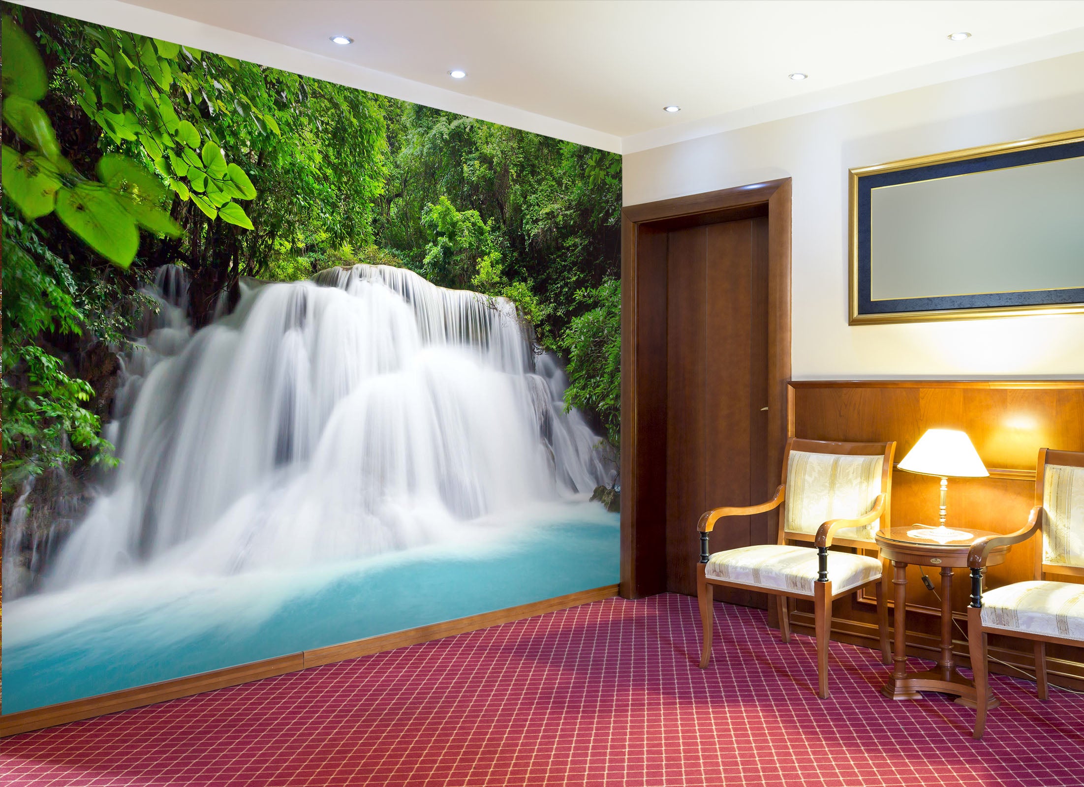 3D Beautiful Waterfall Park 211 Wall Murals