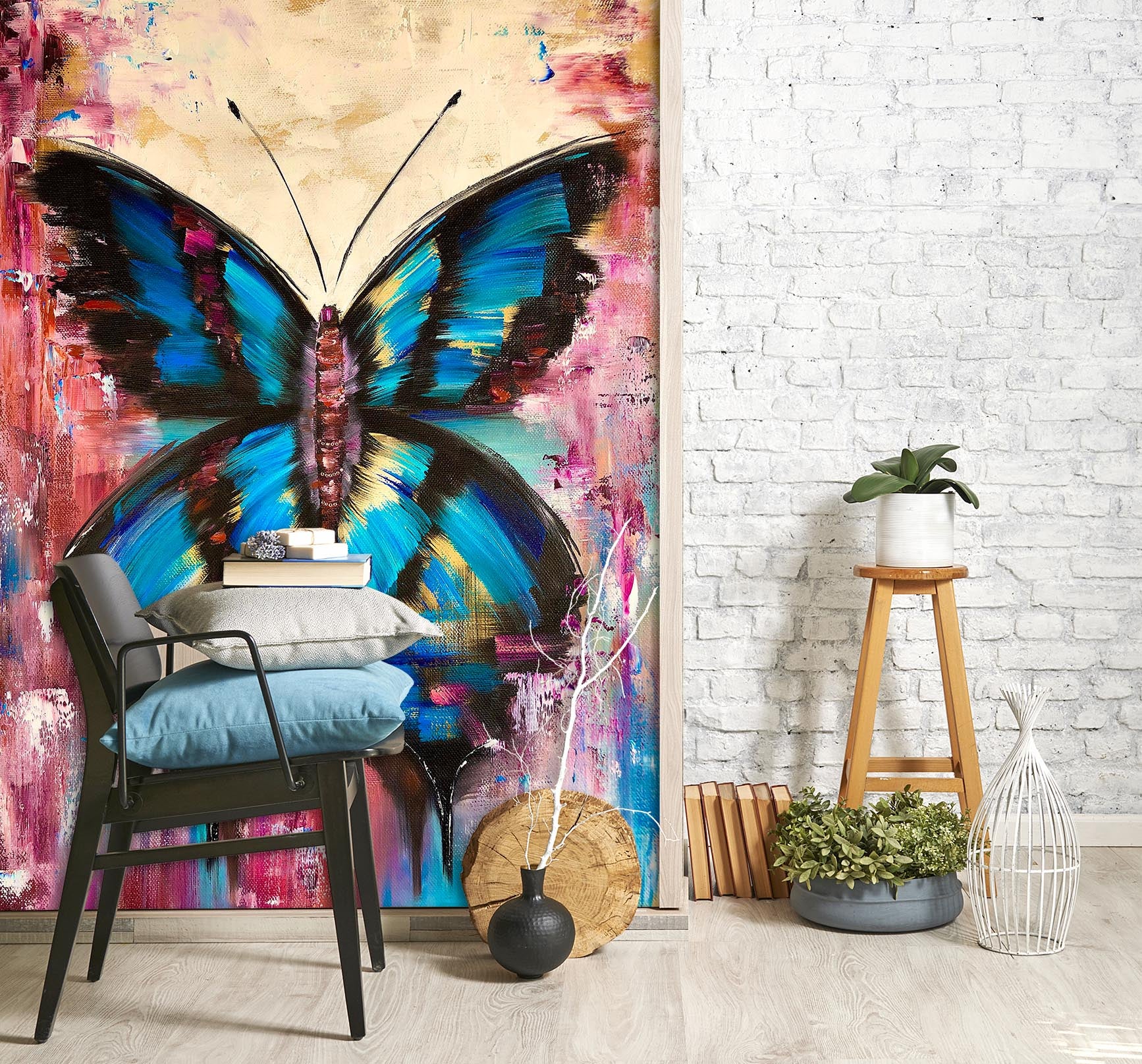 3D Blue Butterfly 309 Skromova Marina Wall Mural Wall Murals