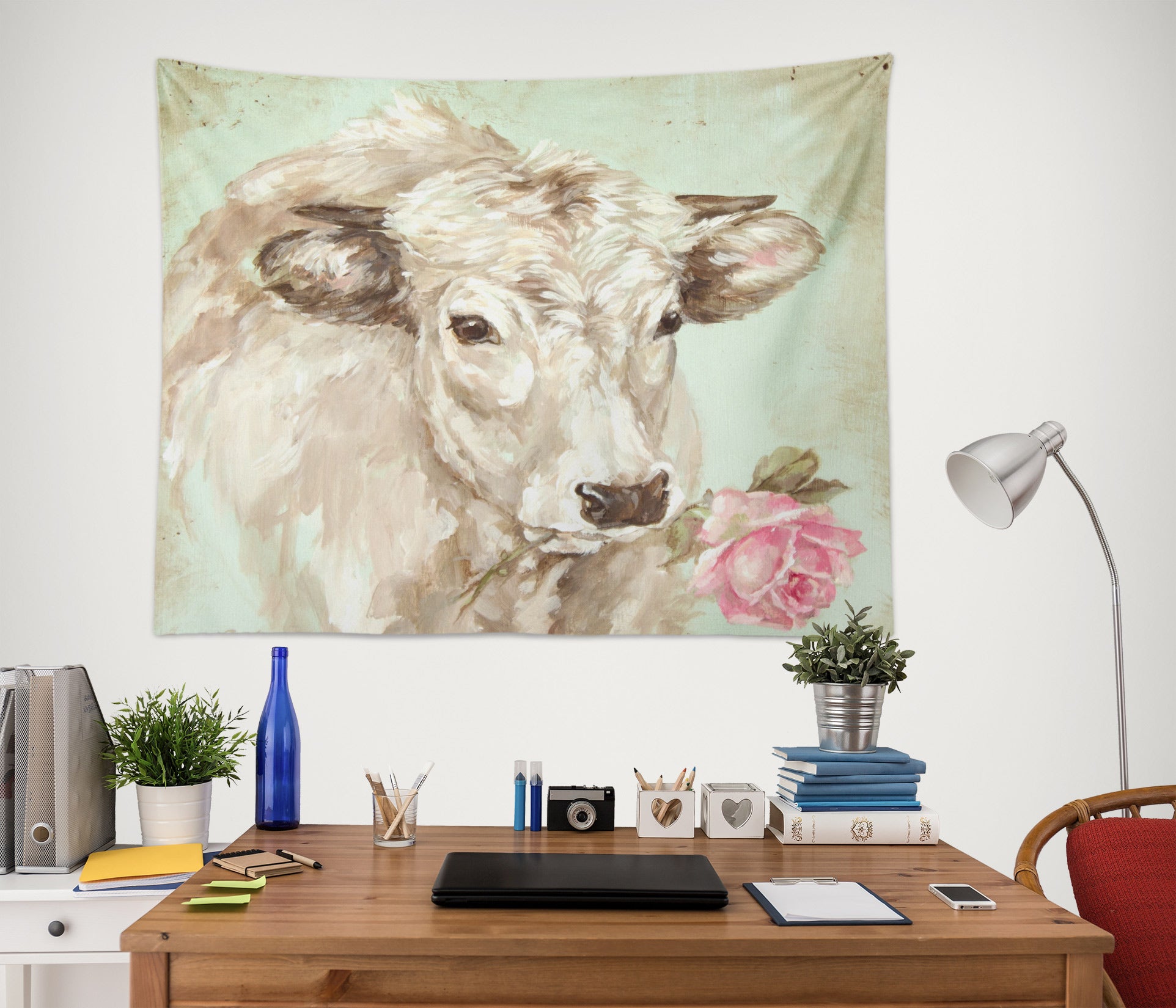 3D Cattle Flowers 111167 Debi Coules Tapestry Hanging Cloth Hang