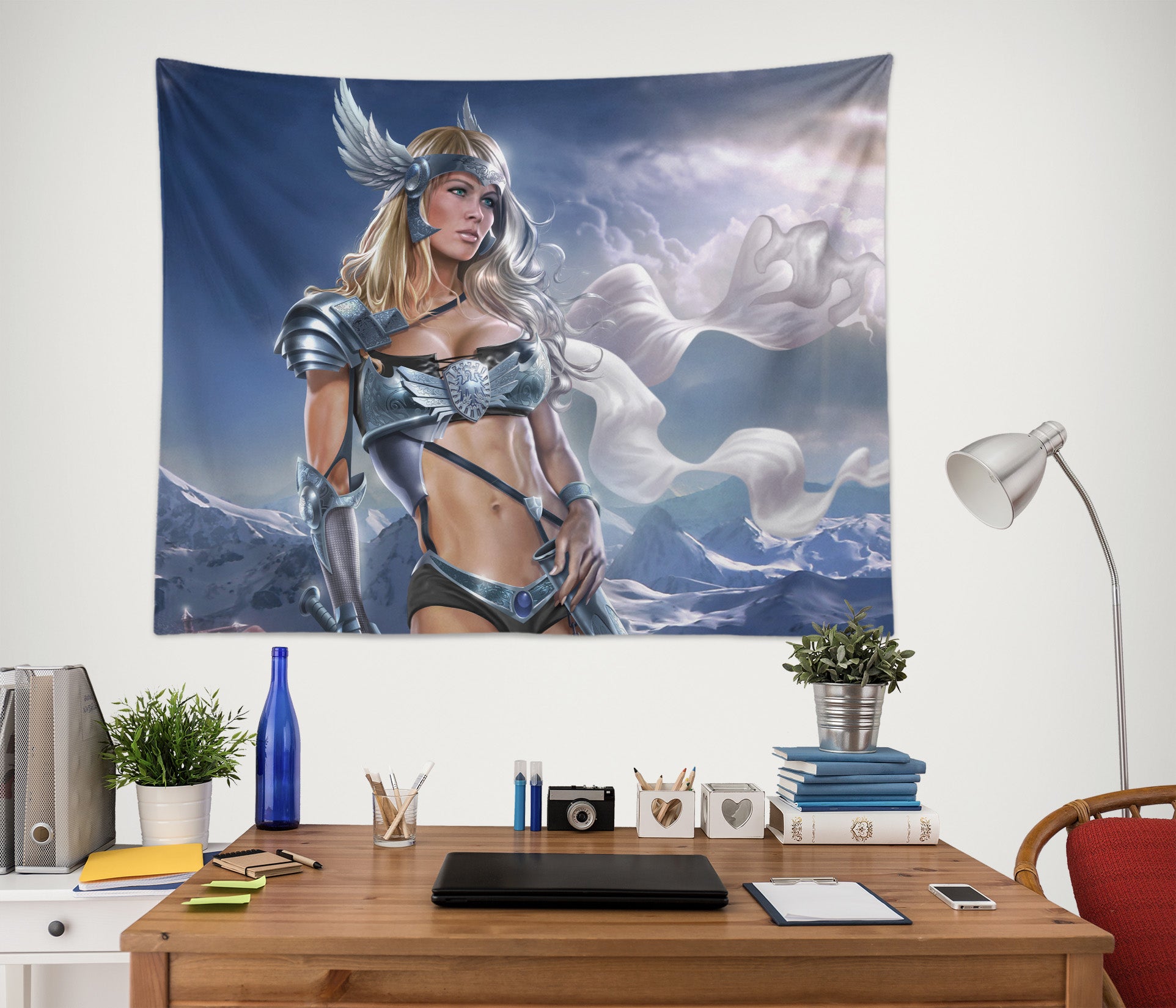 3D Female Warrior Sky 121204 Tom Wood Tapestry Hanging Cloth Hang