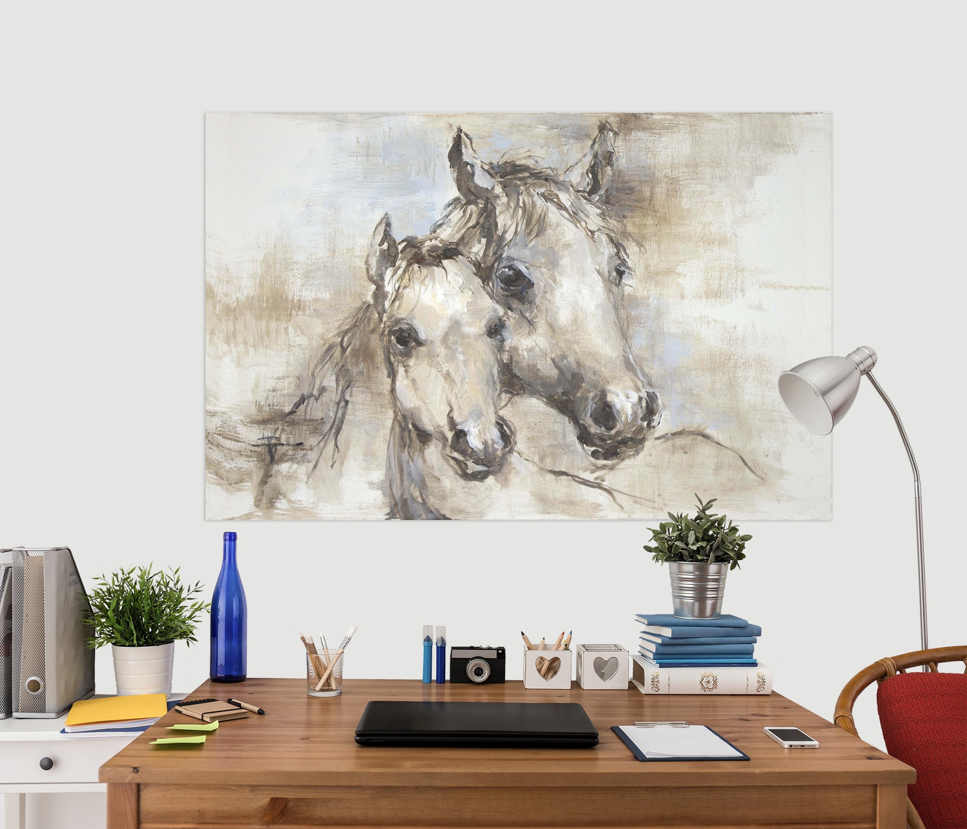 3D Two Horse 001 Debi Coules Wall Sticker