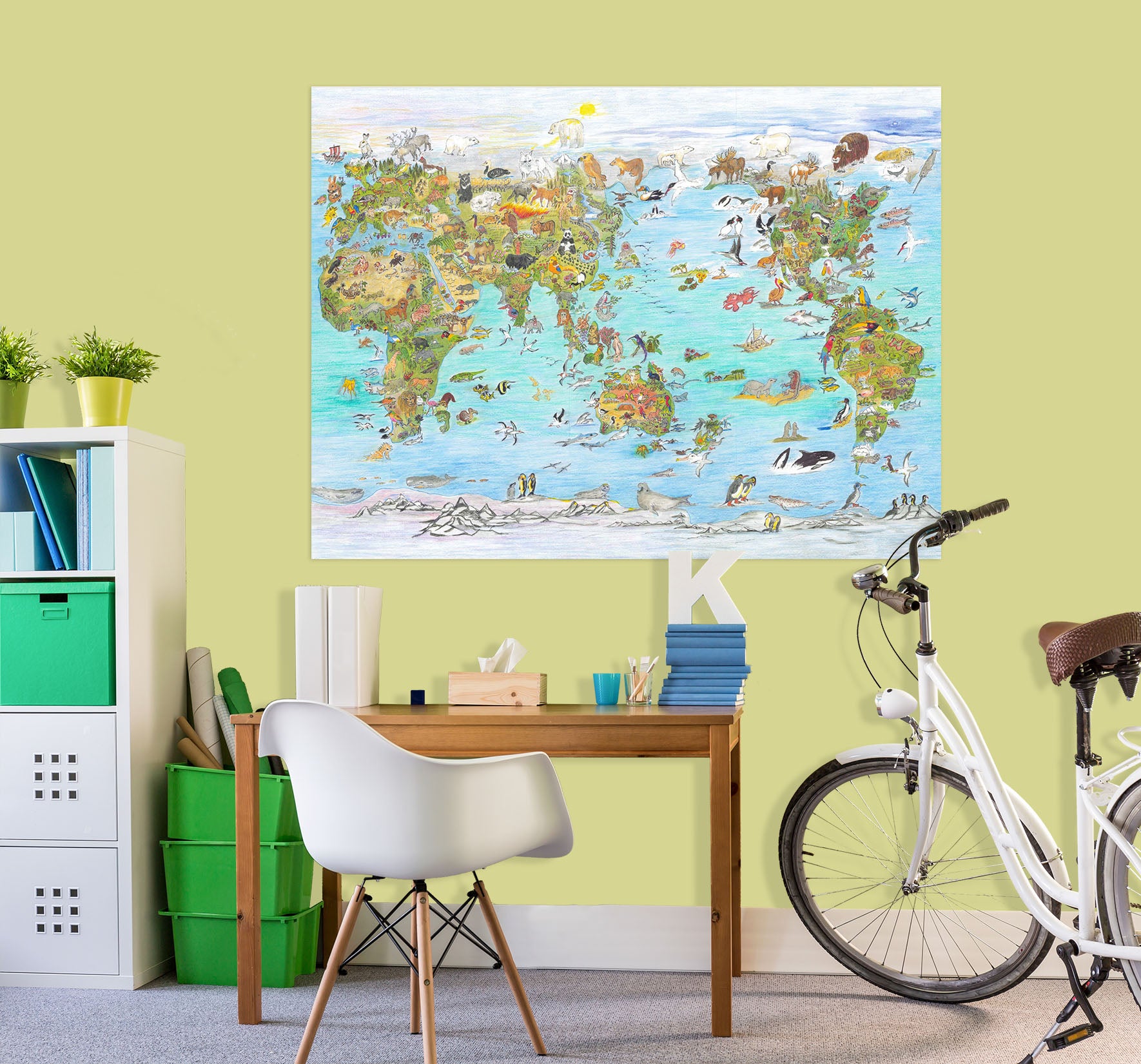 3D Animal Map 025 Michael Sewell Wall Sticker