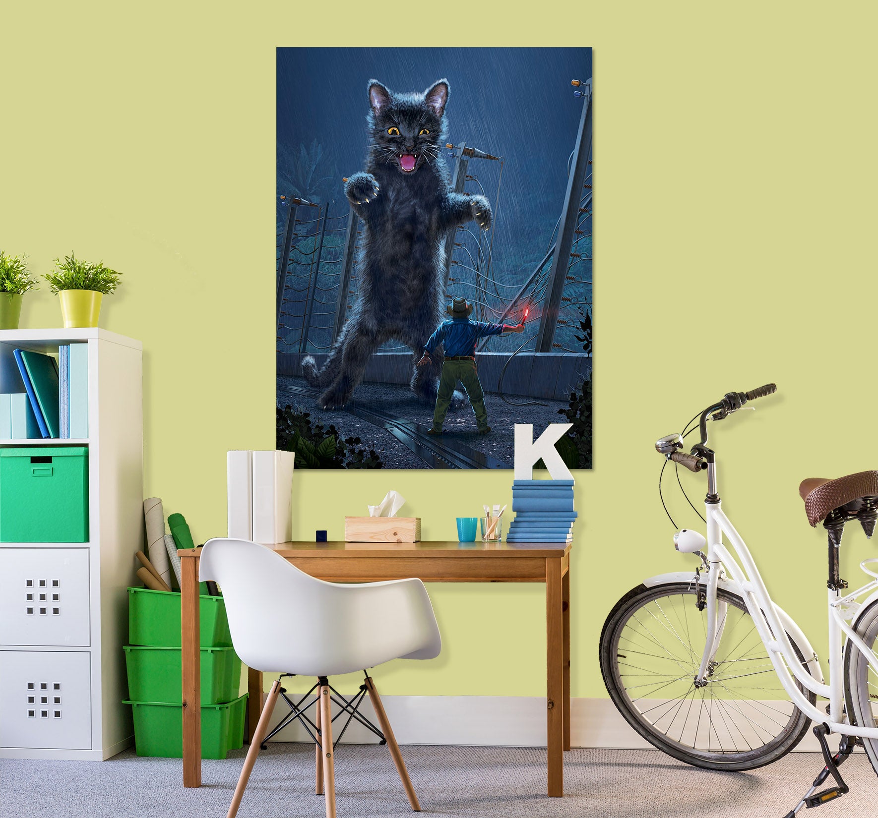 3D Jurassic Kitty 047 Vincent Hie Wall Sticker