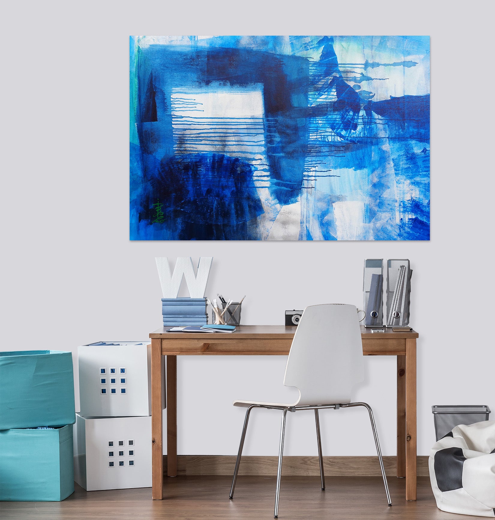 3D Blue Watercolor 1610 Misako Chida Wall Sticker