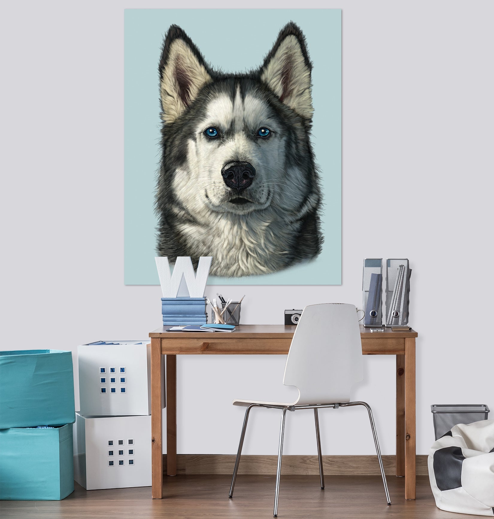 3D Husky Portrait 044 Vincent Hie Wall Sticker