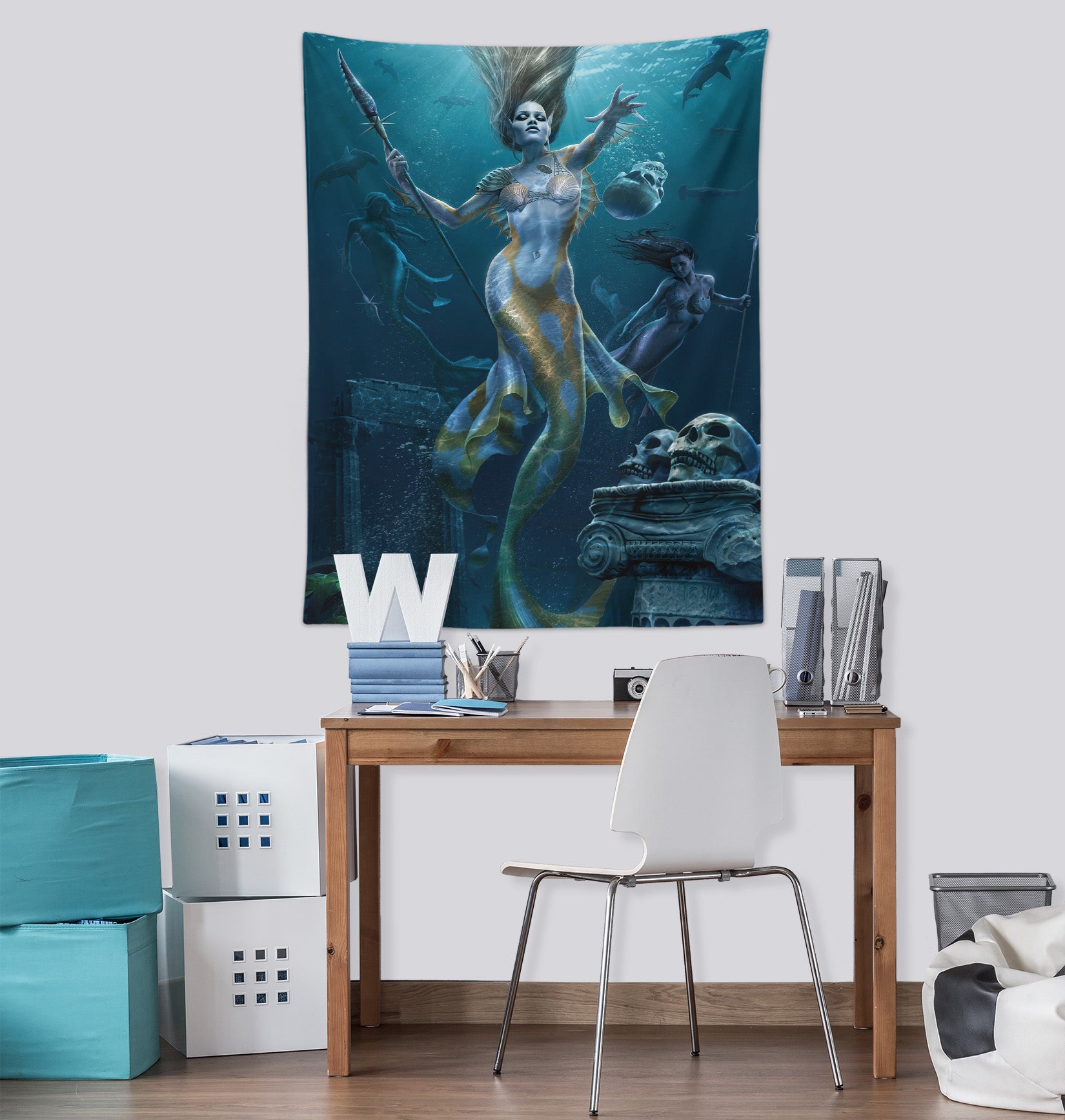 3D Mermaid 121177 Tom Wood Tapestry Hanging Cloth Hang