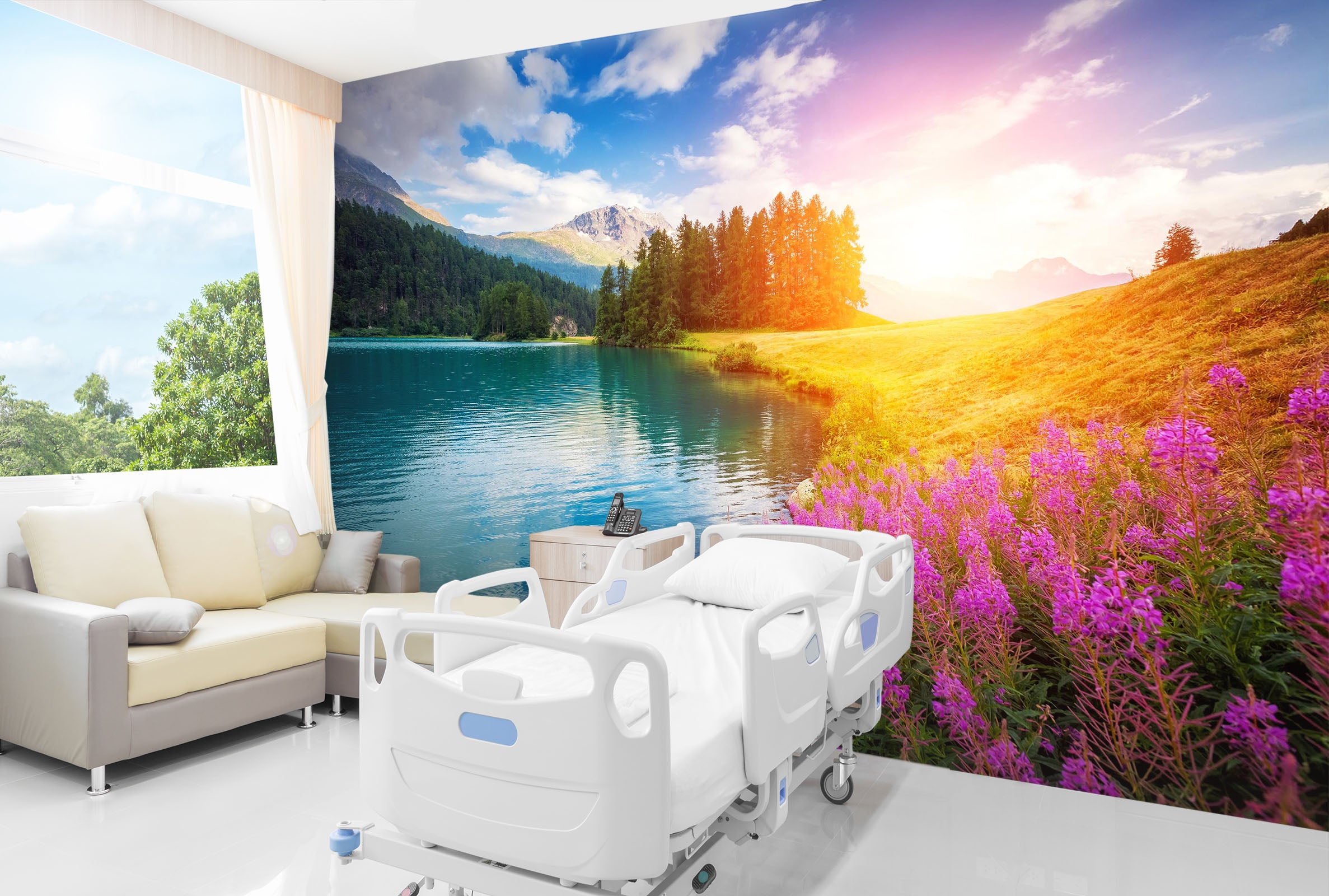 3D Sunset Lake 197 Wall Murals