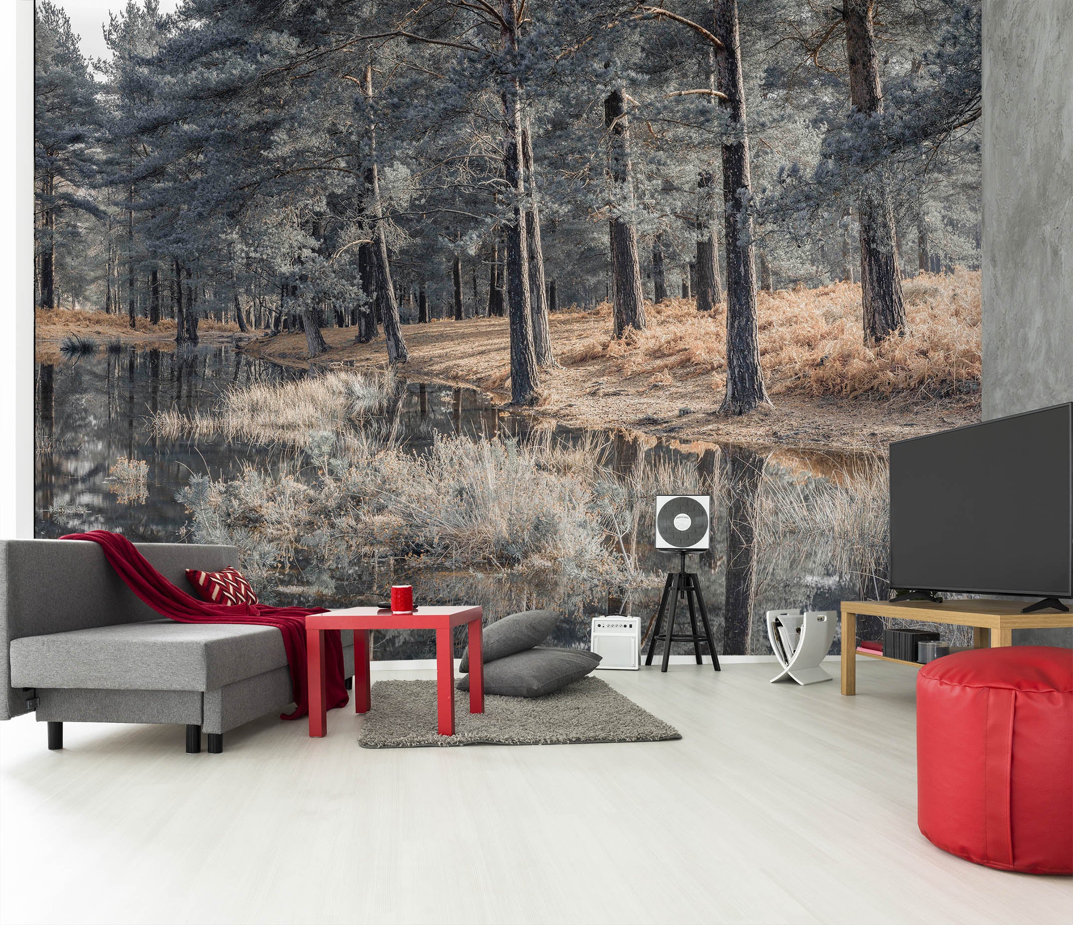 3D Gray Trees 6163 Assaf Frank Wall Mural Wall Murals