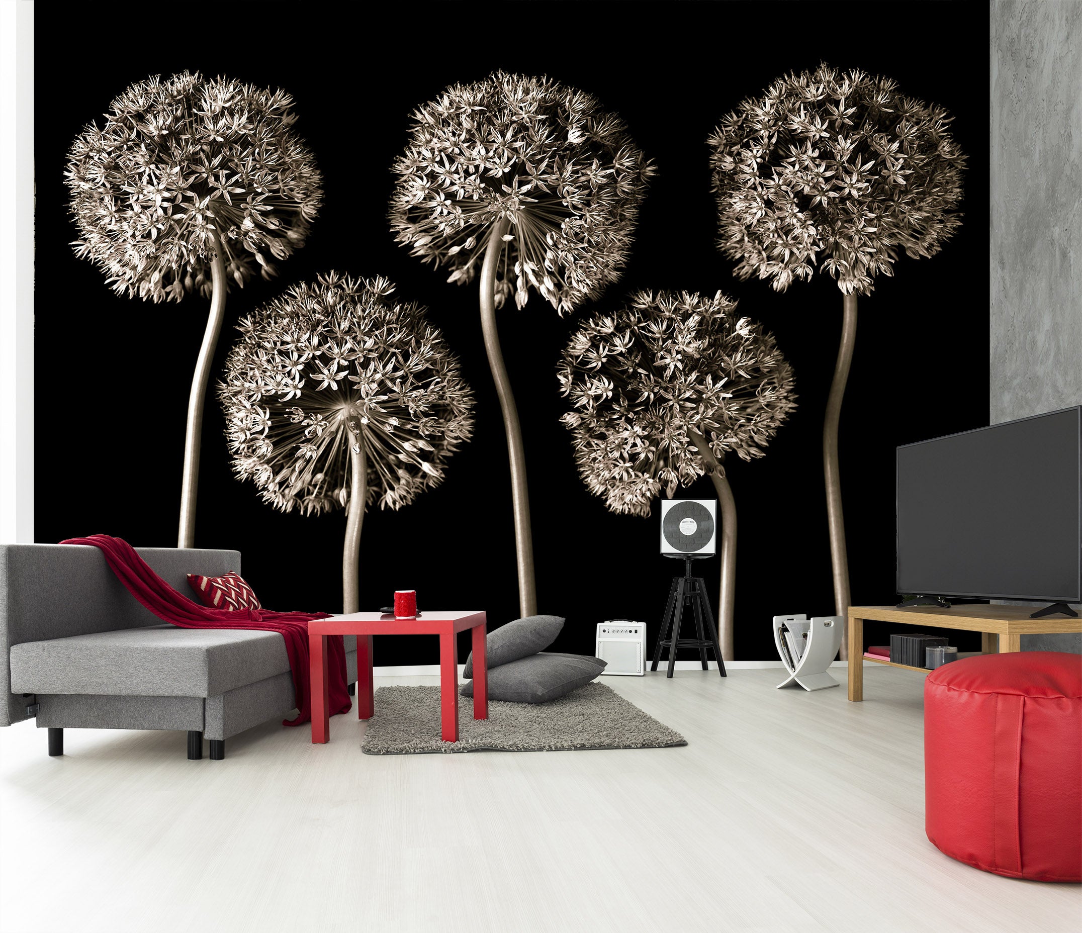 3D Gray Dandelion 6104 Assaf Frank Wall Mural Wall Murals