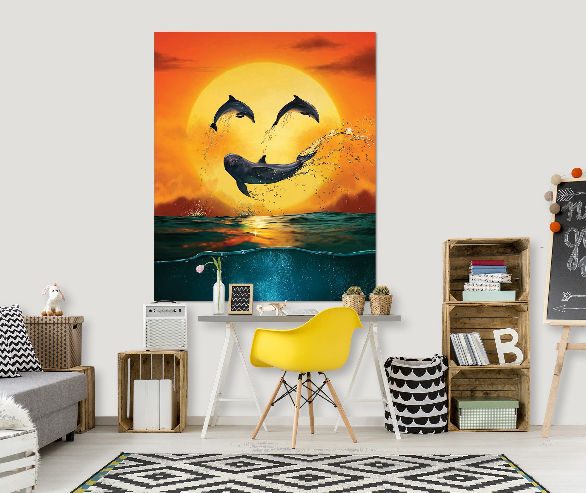 3D Dolphin Emoji Smily Def 031 Vincent Hie Wall Sticker