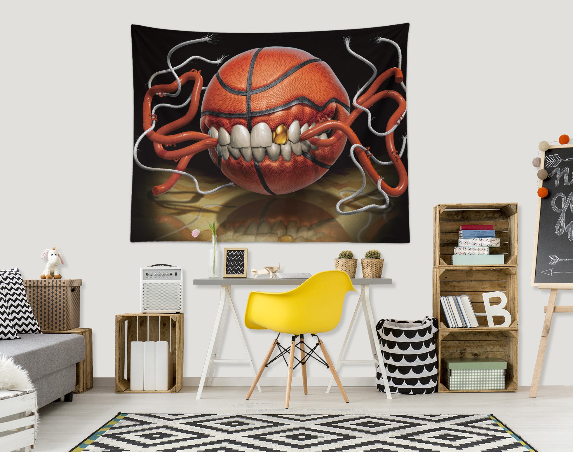 3D Tooth Wire Basketball 121185 Tom Wood Tapestry Hanging Cloth Hang