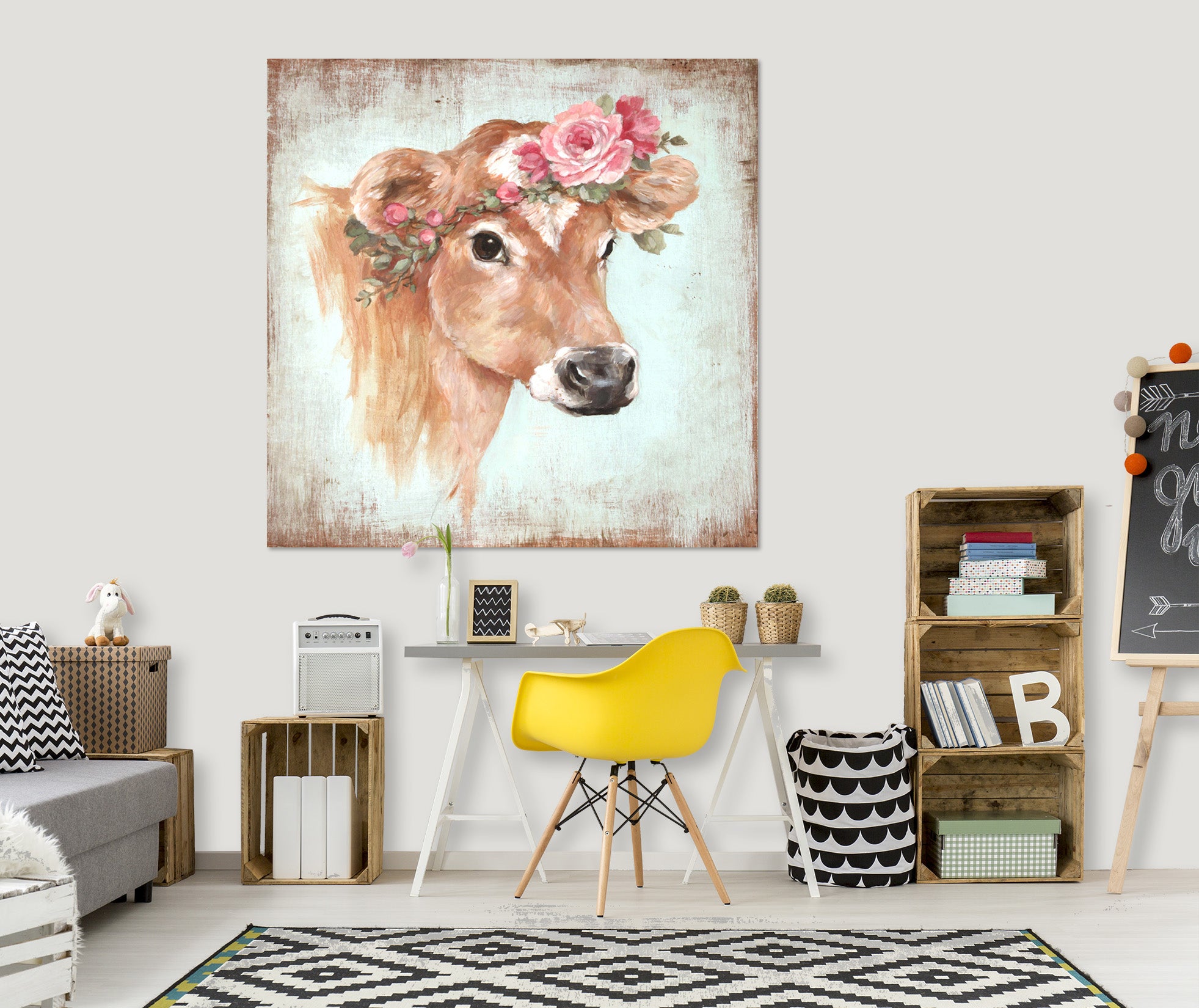 3D Cow Rose 011 Debi Coules Wall Sticker