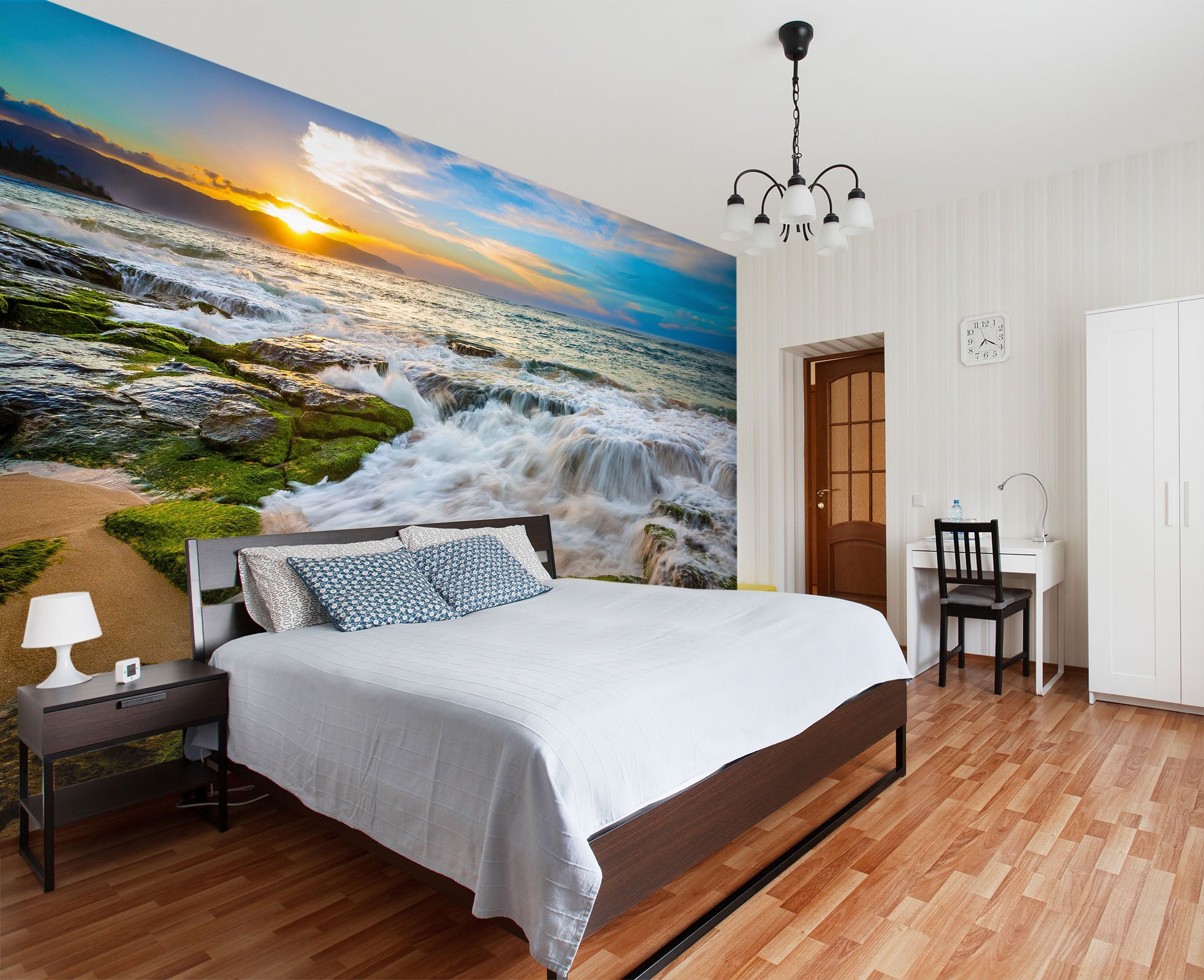 3D Sunset Glow Sea 204 Wall Murals