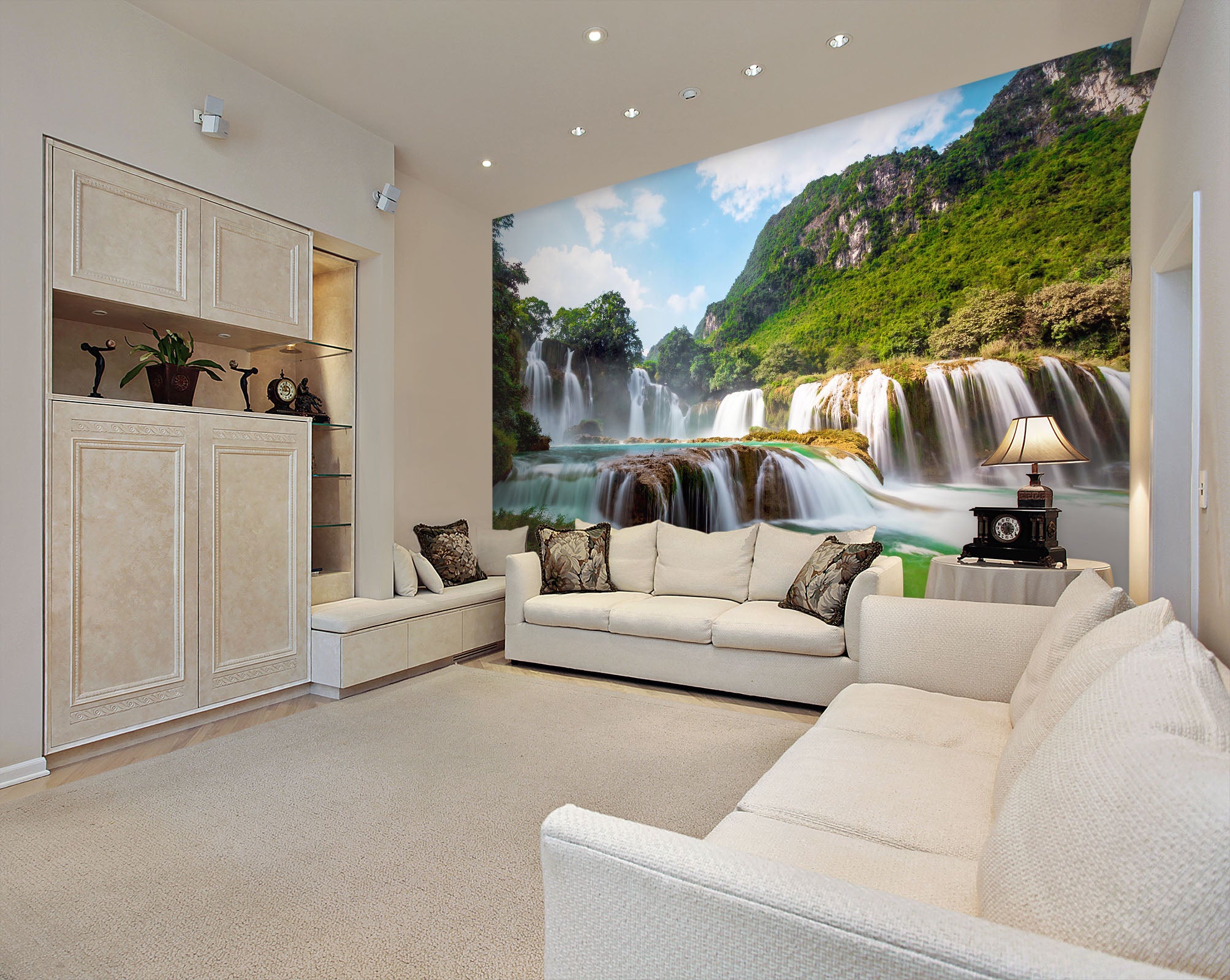 3D Mountain Waterfall 226 Wall Murals