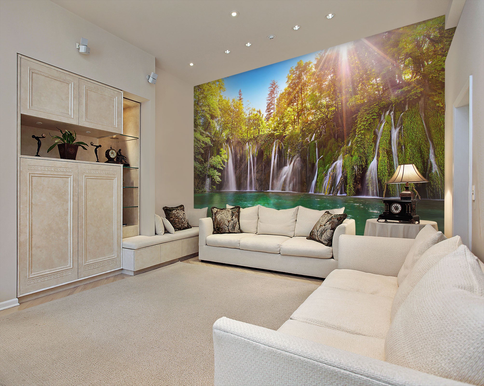 3D Sunshine Falls Lake 236 Wall Murals