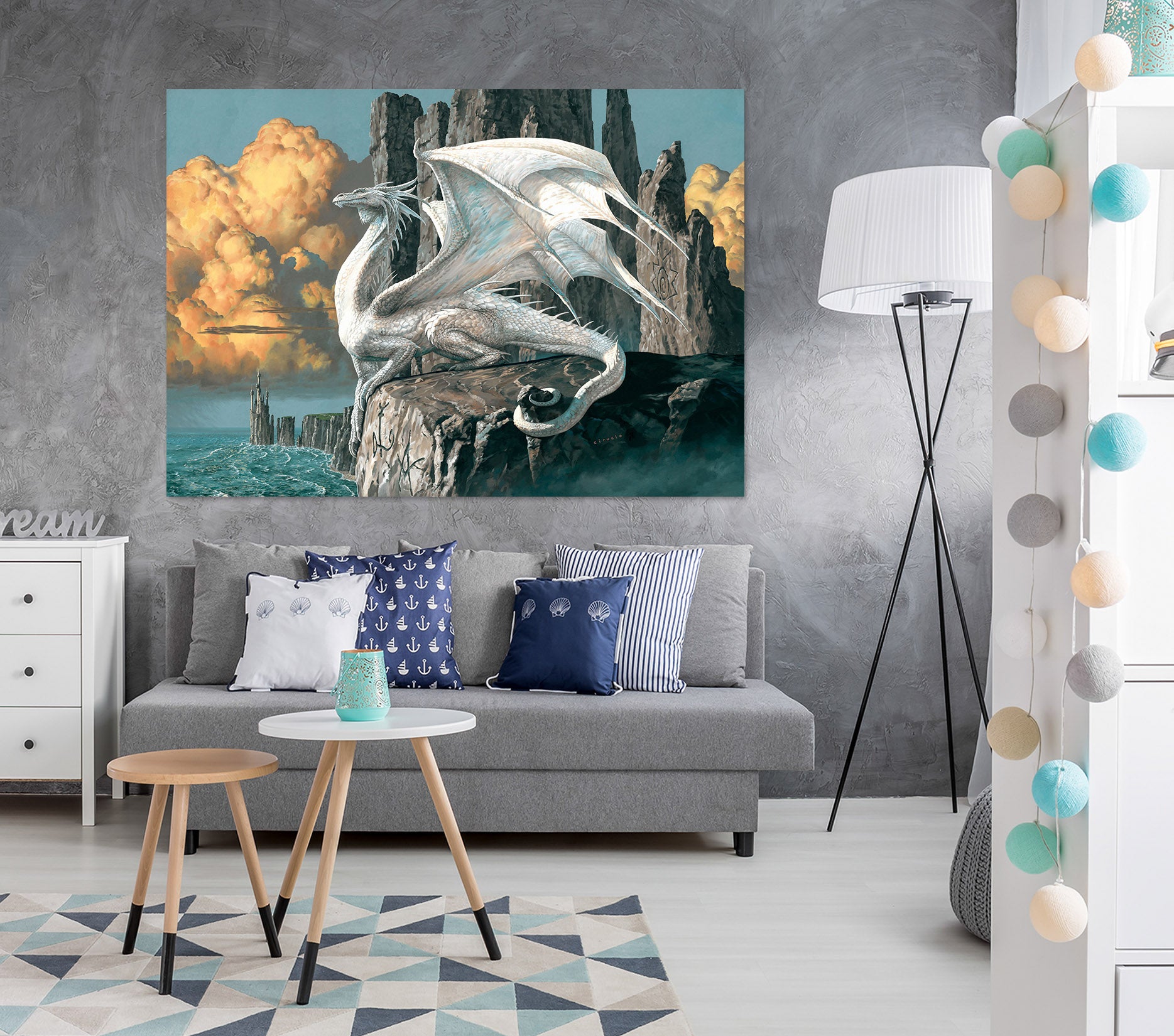 3D White Dragon 8043 Ciruelo Wall Sticker