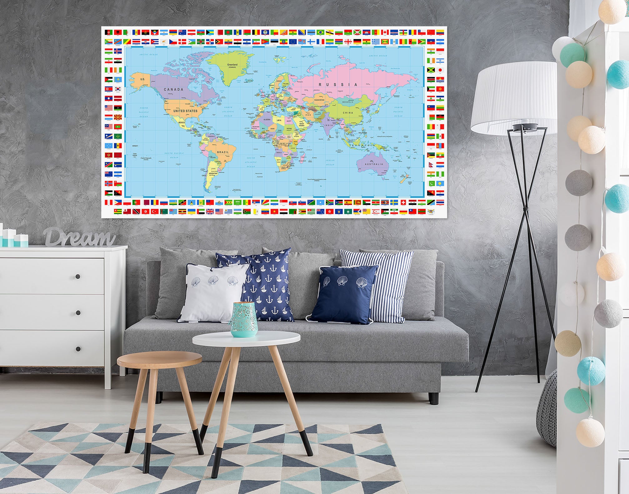 3D World Islands 226 World Map Wall Sticker