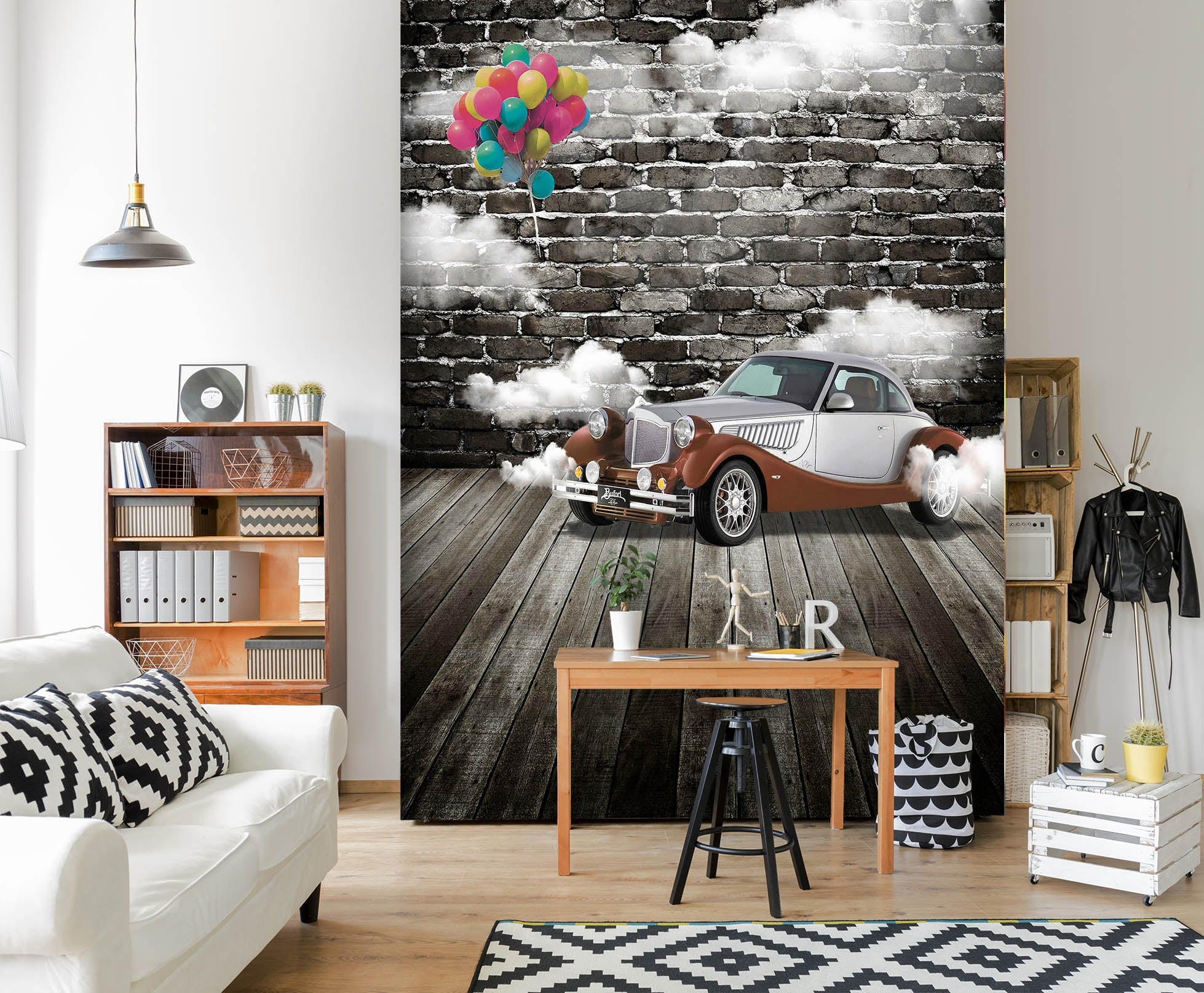 3D Colorful Balloon Car 106 Wall Murals Wallpaper AJ Wallpaper 