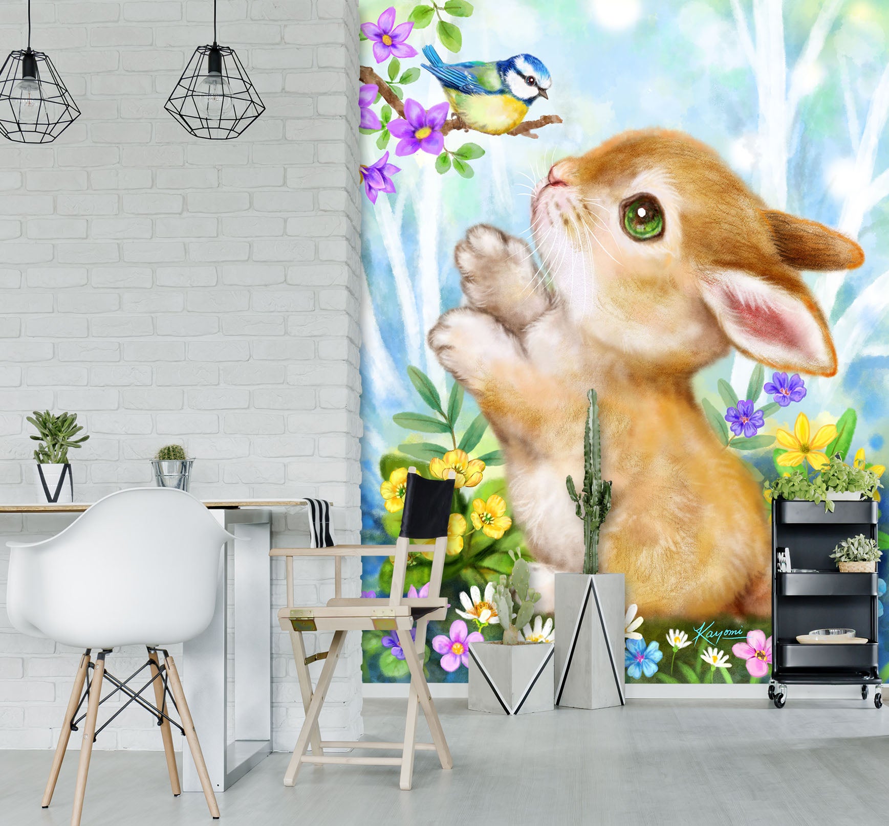 3D Rabbit Bird 5554 Kayomi Harai Wall Mural Wall Murals