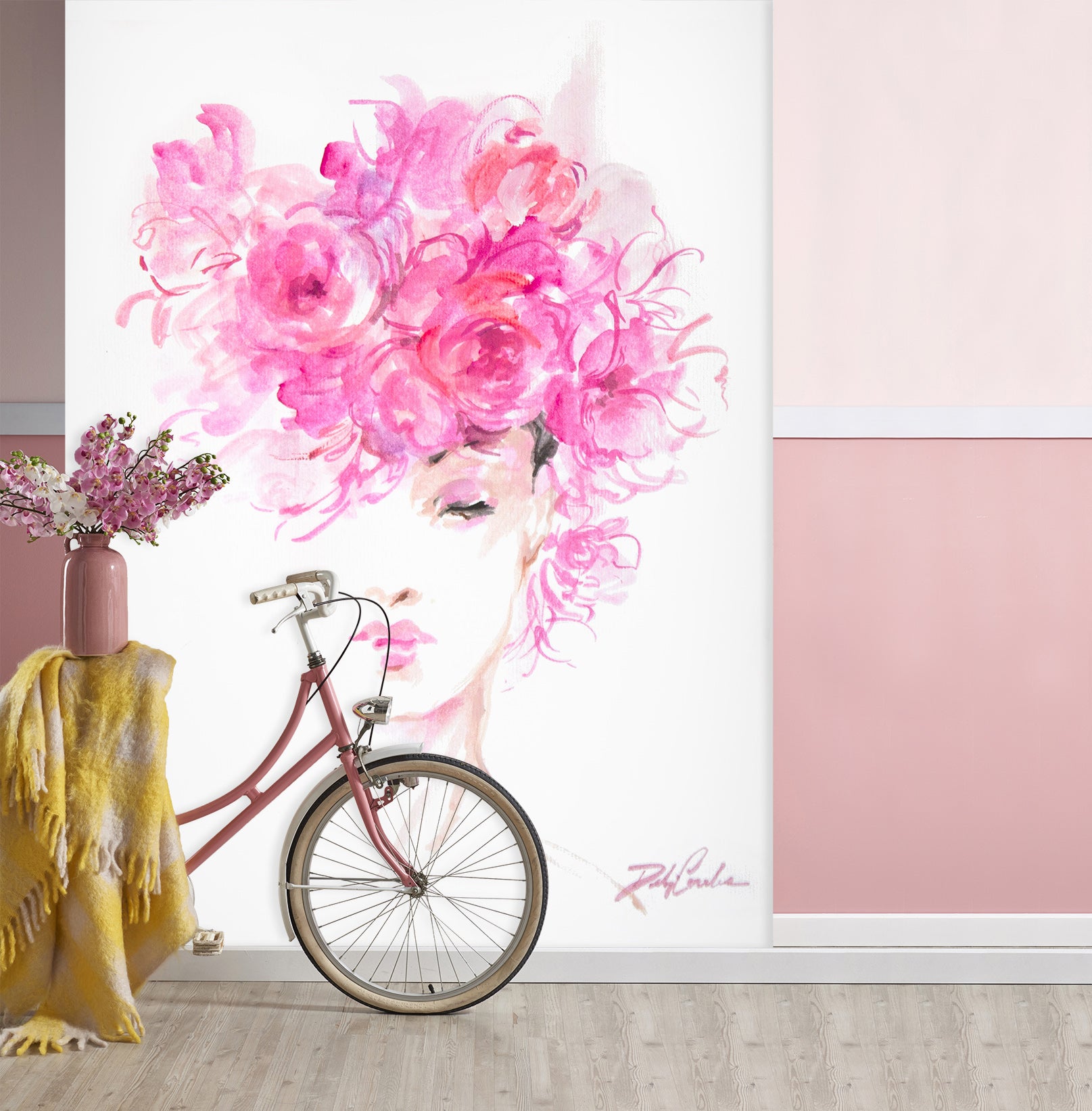 3D Flower Girl 1627 Debi Coules Wall Mural Wall Murals