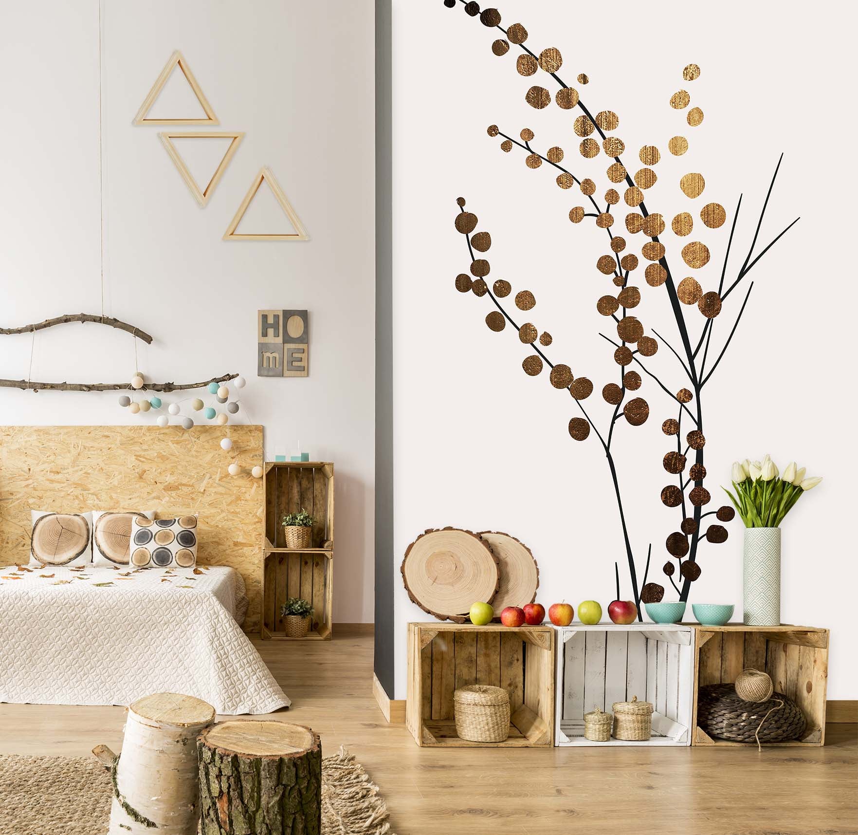 3D Golden Twig 1449 Boris Draschoff Wall Mural Wall Murals