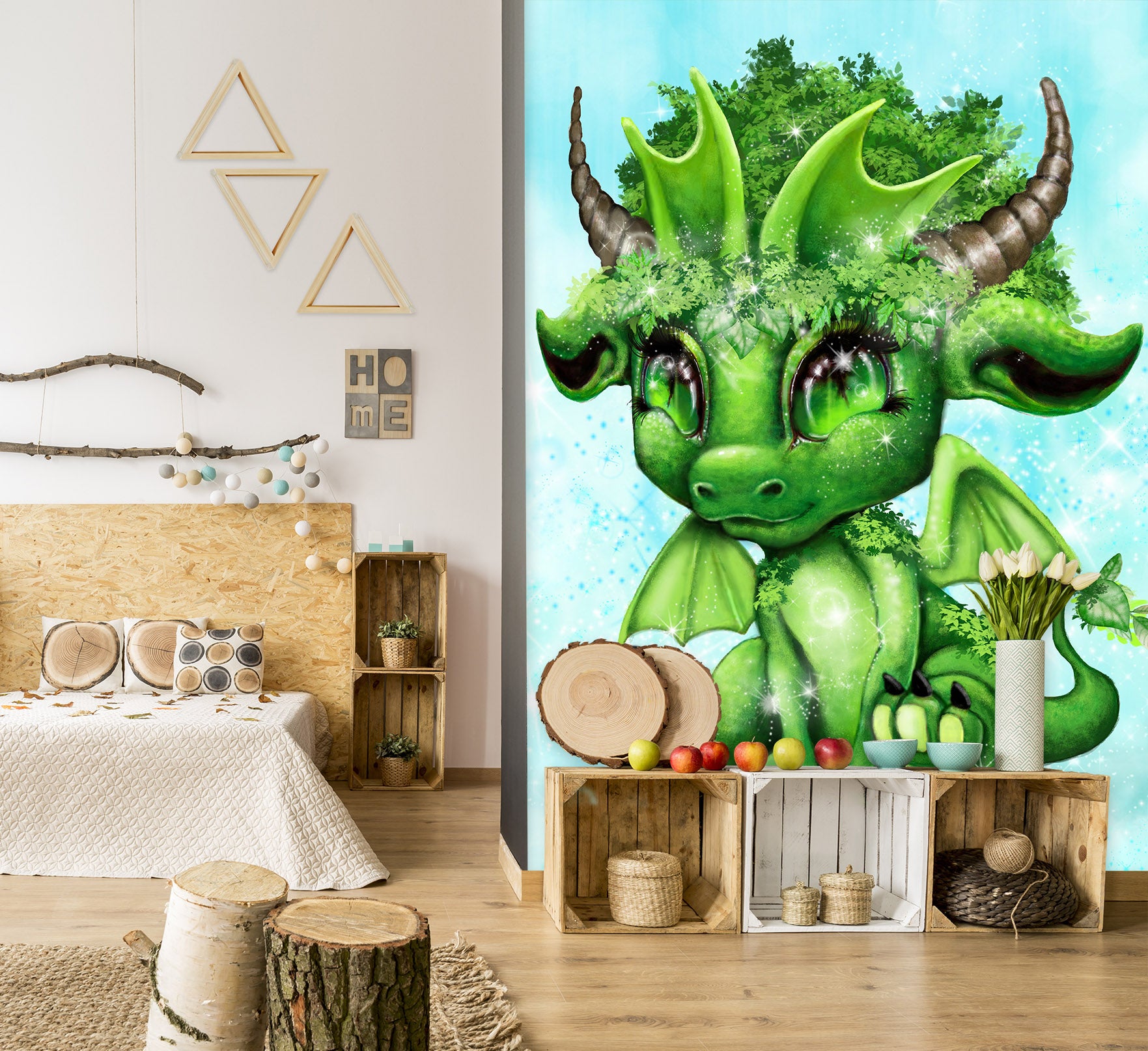 3D Green Forest Dragon 8432 Sheena Pike Wall Mural Wall Murals