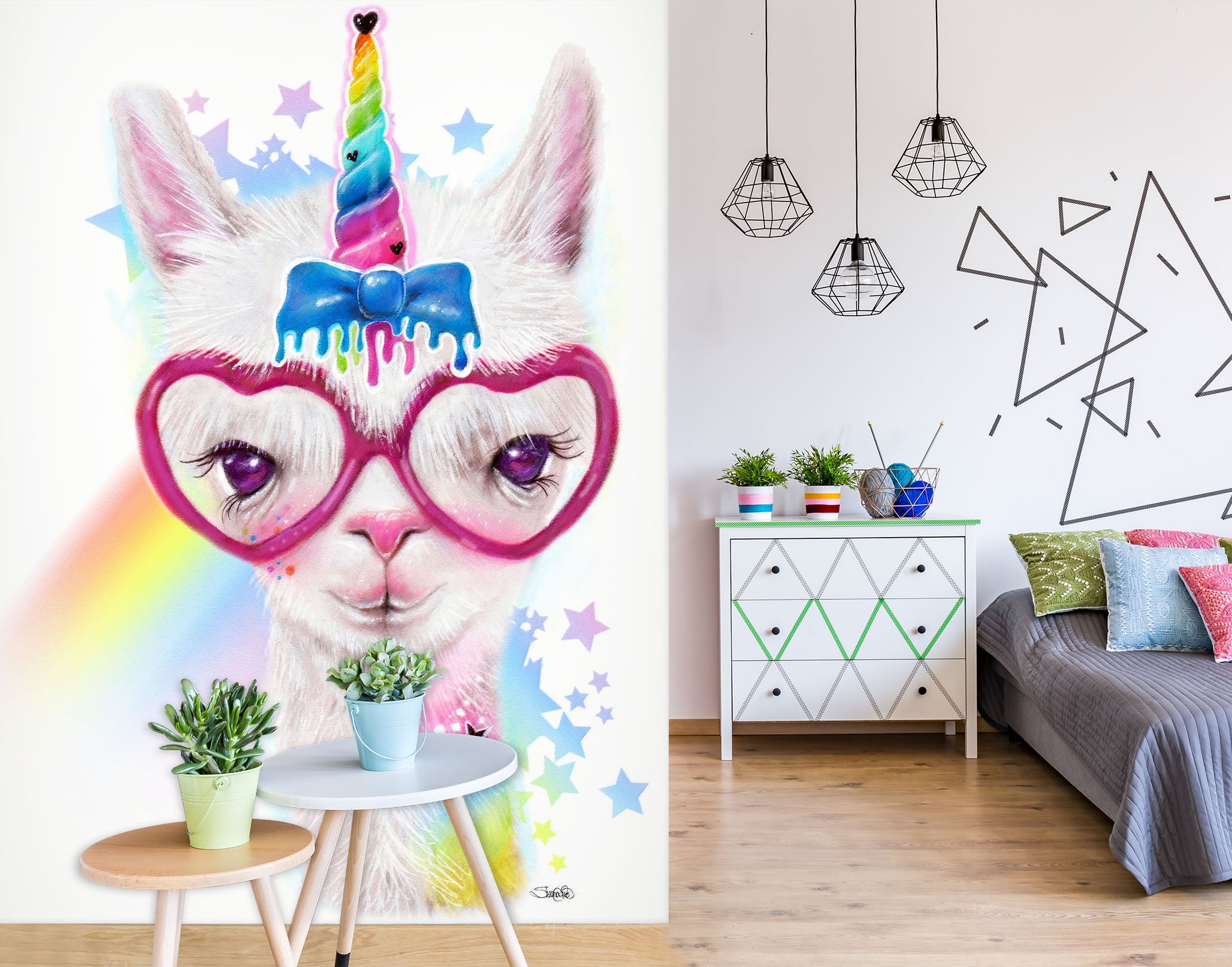 3D Rainbow Alpaca 8441 Sheena Pike Wall Mural Wall Murals