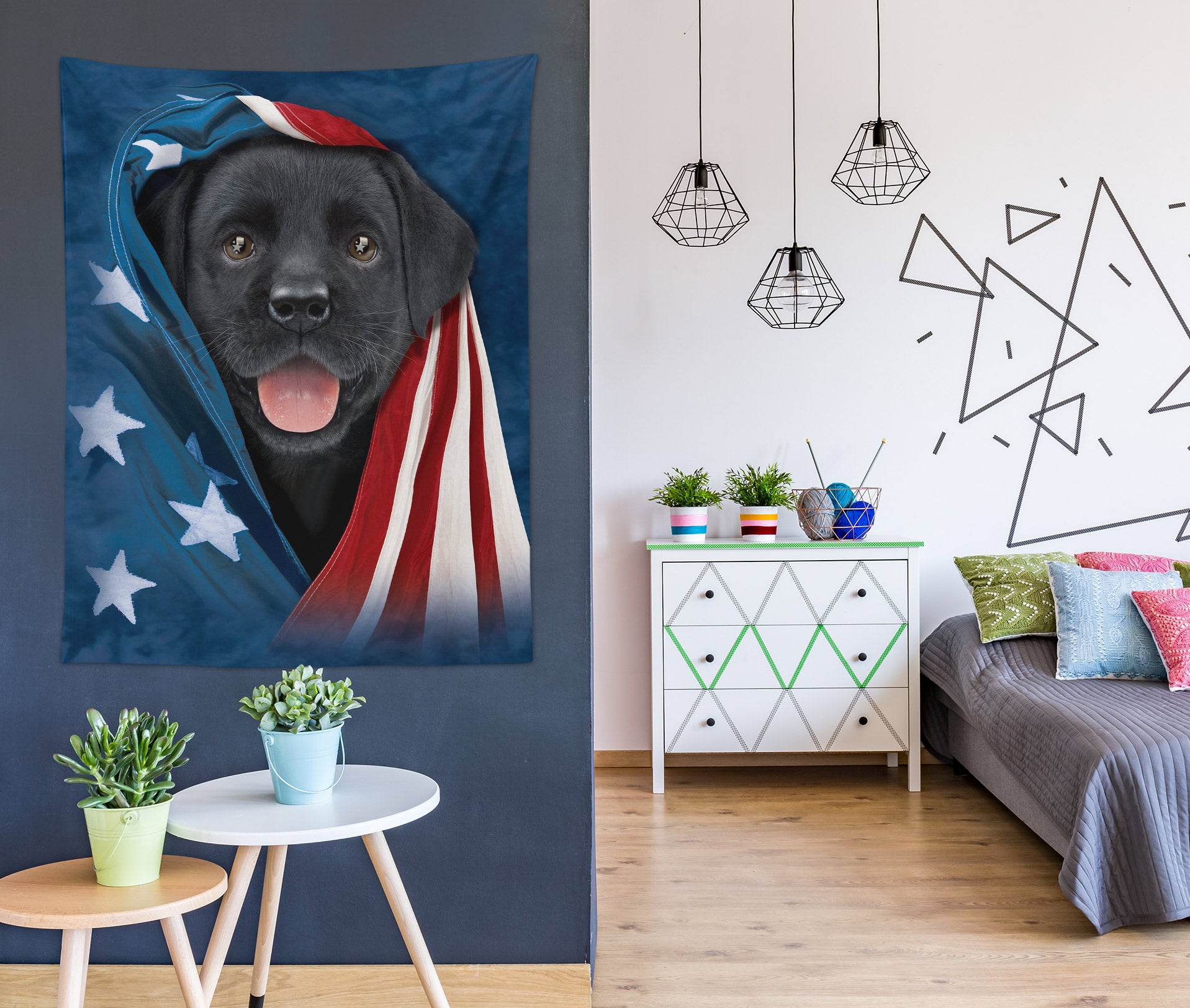 3D National Flag Dog 116200 Vincent Tapestry Hanging Cloth Hang