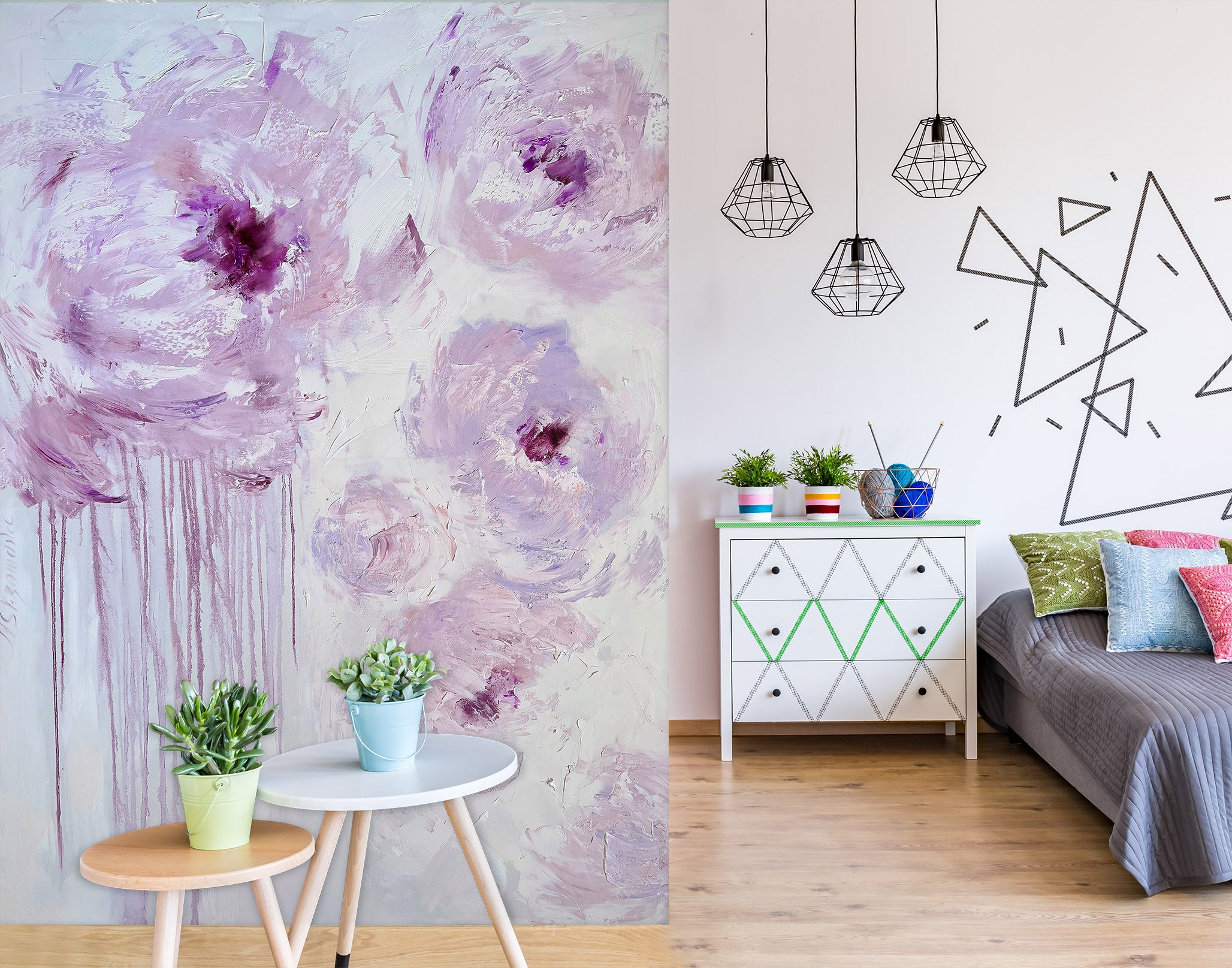 3D Pink Watercolor Flowers 2625 Skromova Marina Wall Mural Wall Murals