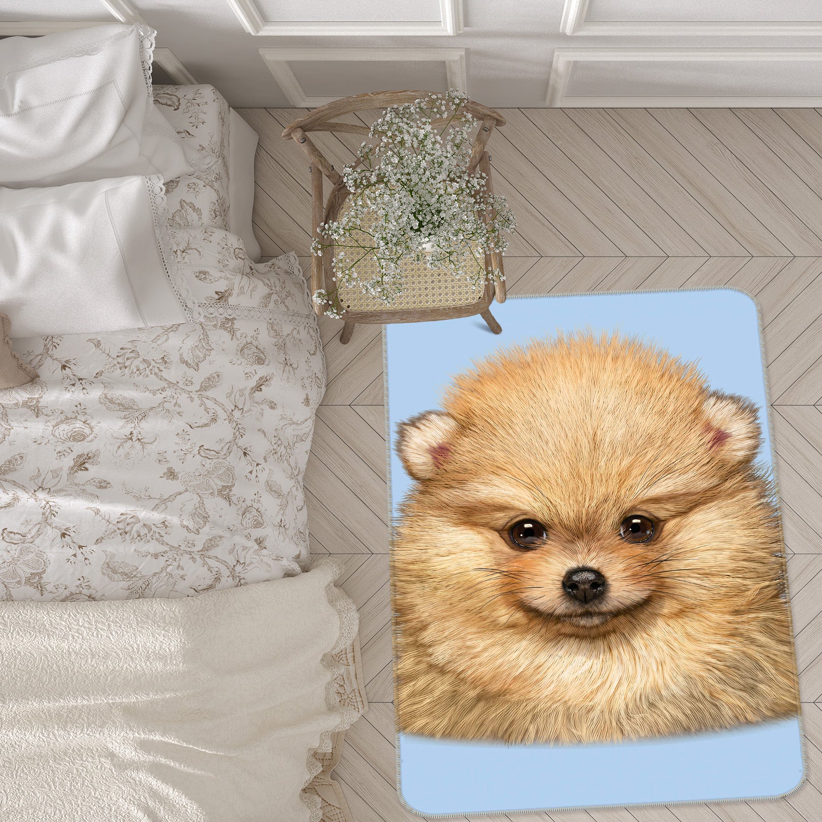 3D Pomeranian Puppy 1059 Vincent Hie Rug Non Slip Rug Mat