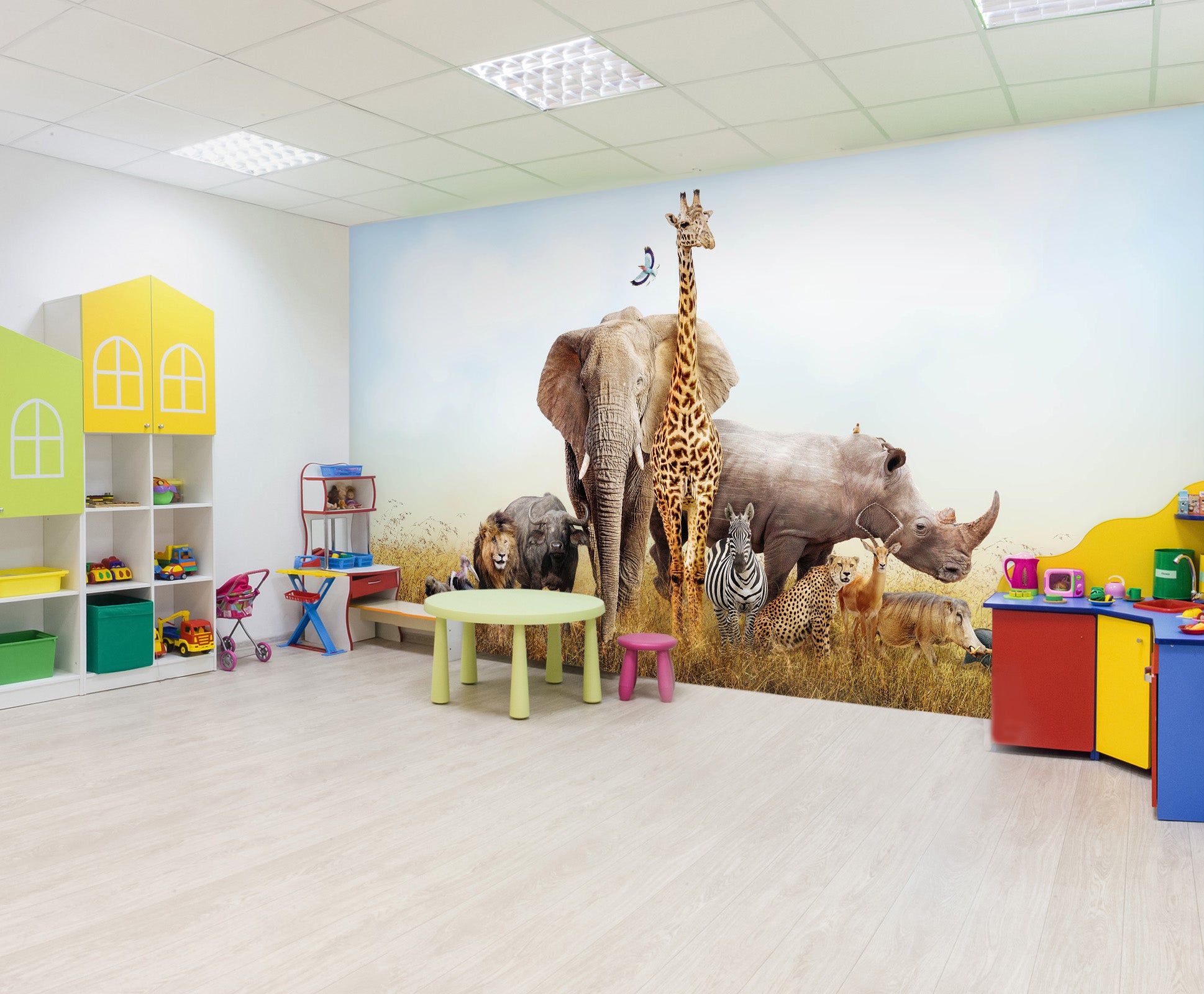 3D Elephant Giraffe 57166 Wall Murals