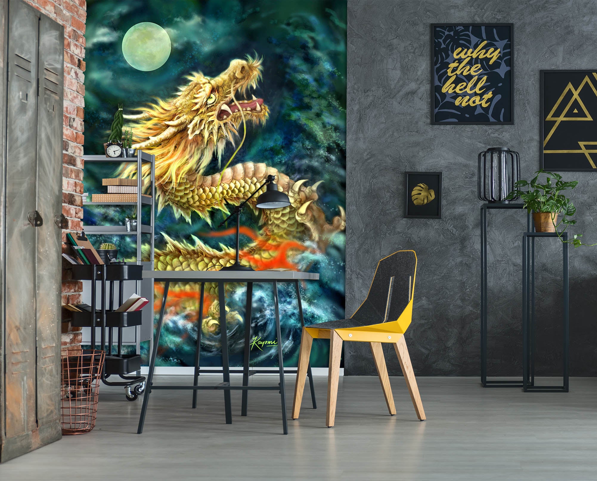 3D Dragon Moon 5557 Kayomi Harai Wall Mural Wall Murals