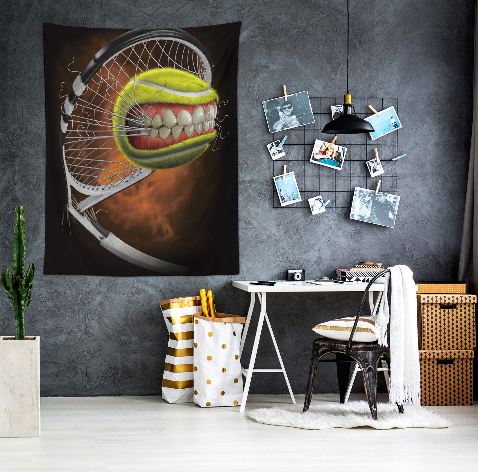 3D Tennis Racket 121153 Tom Wood Tapestry Hanging Cloth Hang