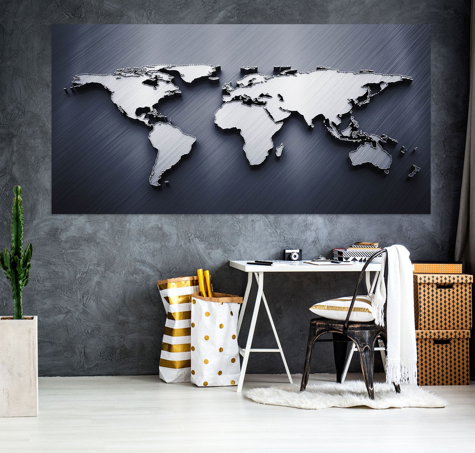 3D Cloud Art 127 World Map Wall Sticker