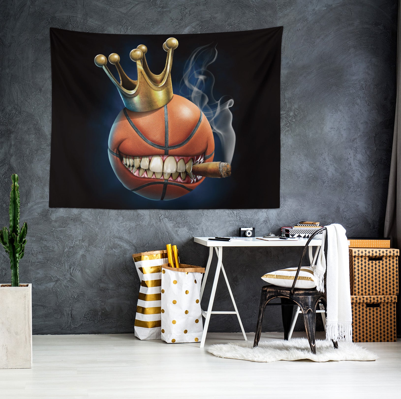 3D Crown Cigarette Basketball 121186 Tom Wood Tapestry Hanging Cloth Hang