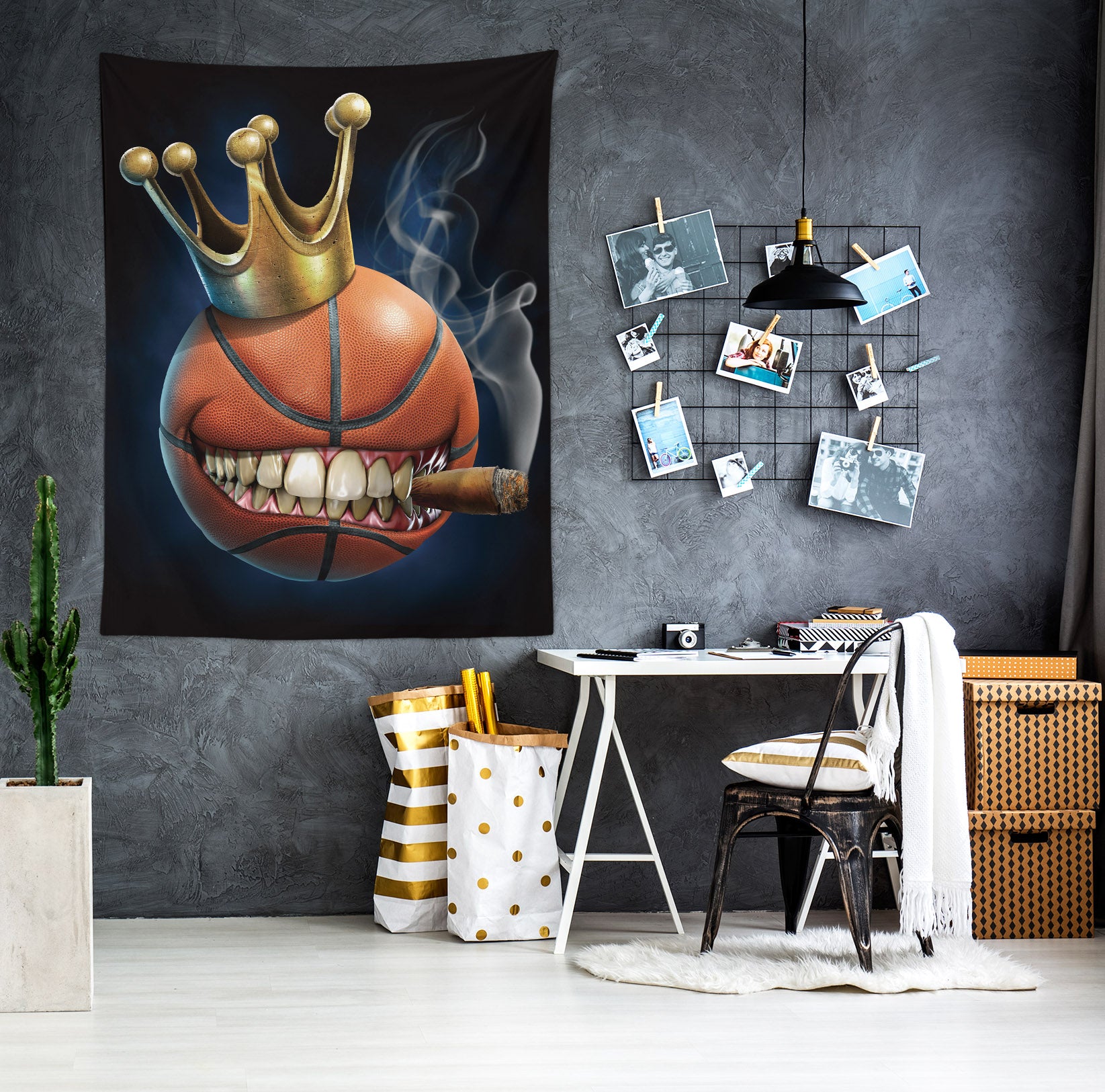 3D Crown Basketball 121149 Tom Wood Tapestry Hanging Cloth Hang