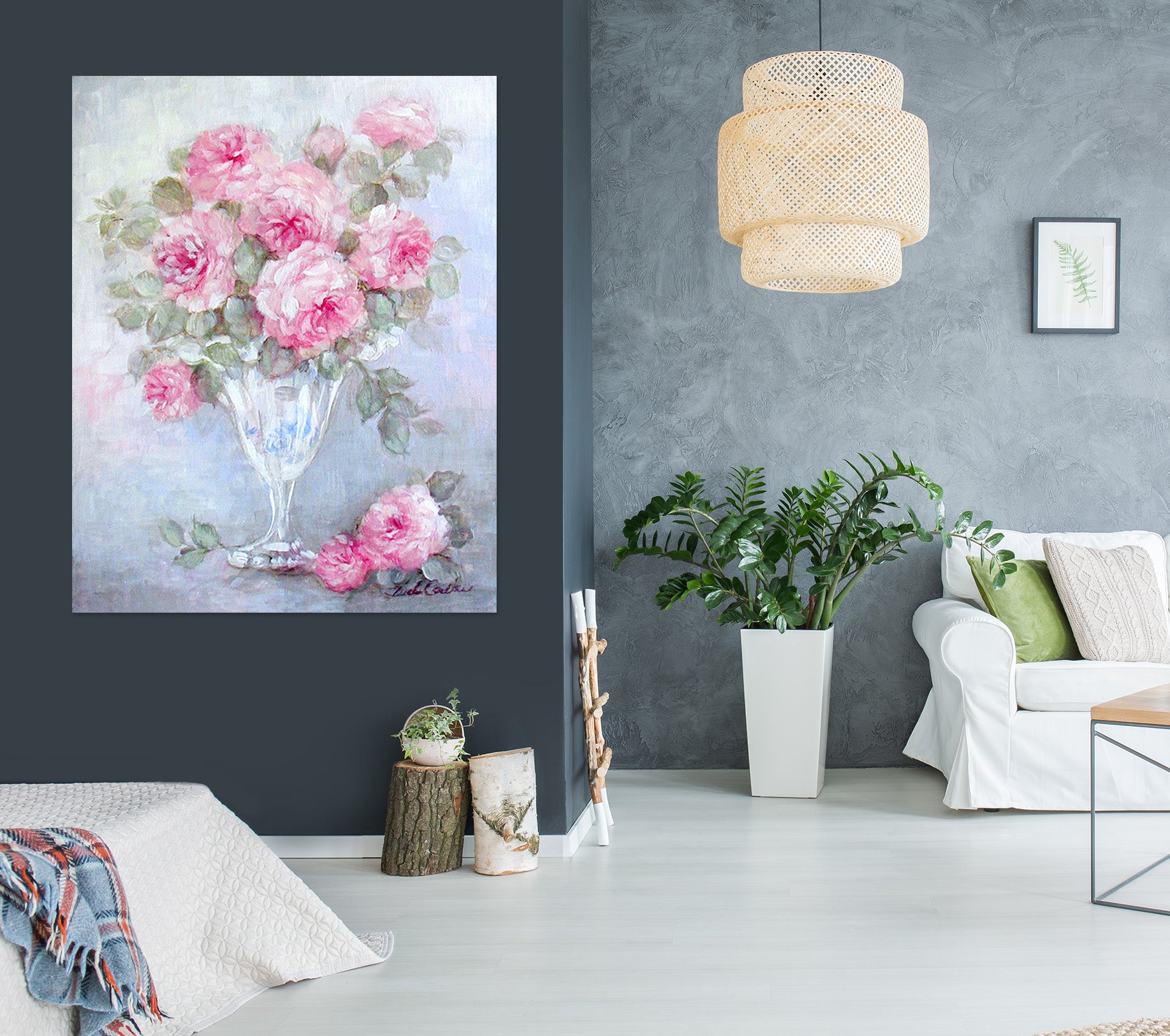 3D Pink Vase 0125 Debi Coules Wall Sticker