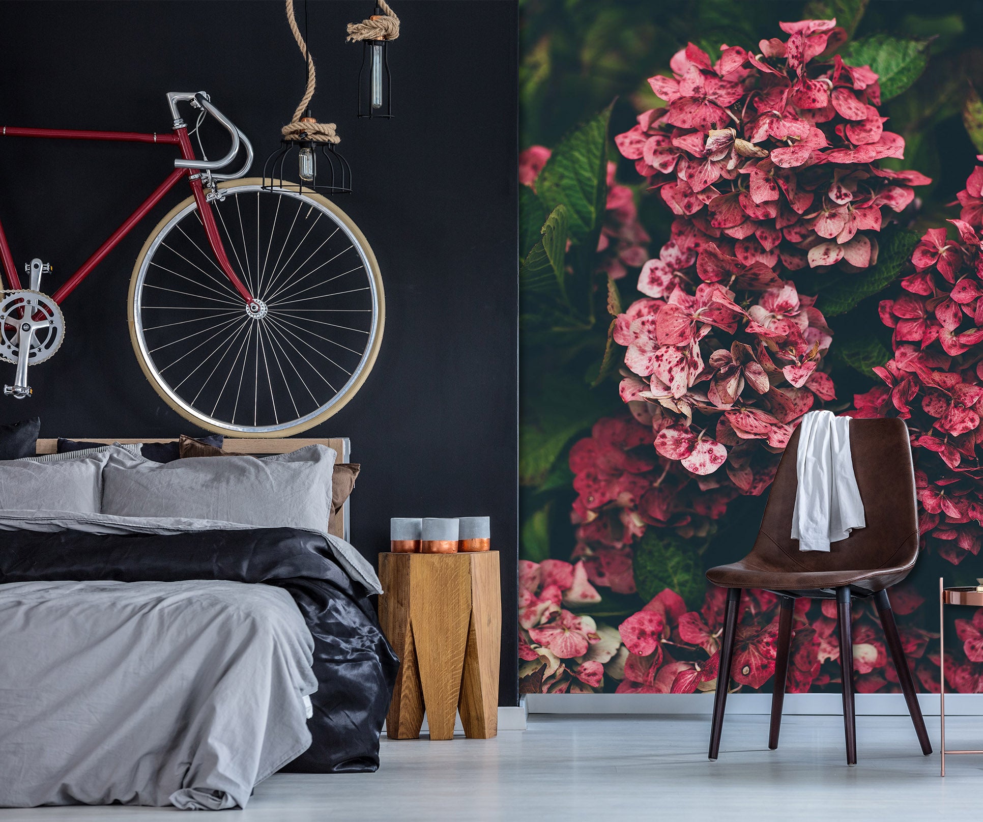 3D Red Hydrangea 2087 Wall Murals