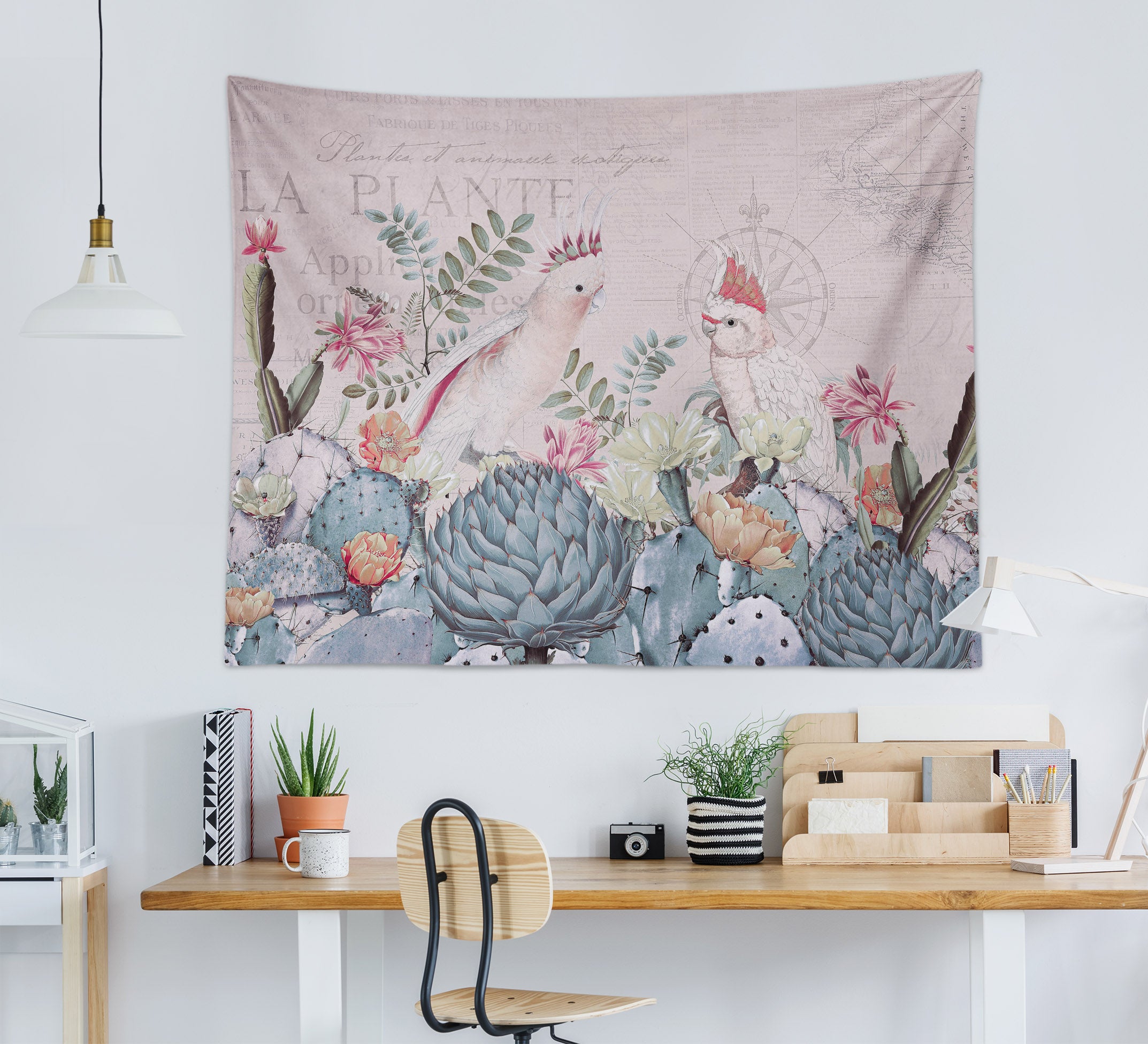 3D Cactus Plant Parrot 11840 Andrea haase Tapestry Hanging Cloth Hang