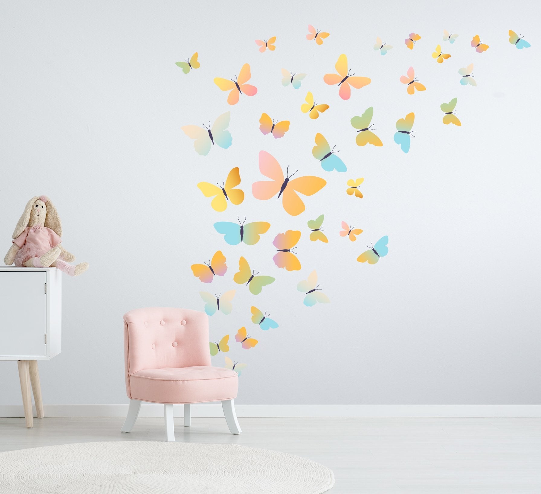 3D Gradient Butterfly Group 137 Wall Stickers Wallpaper AJ Wallpaper 