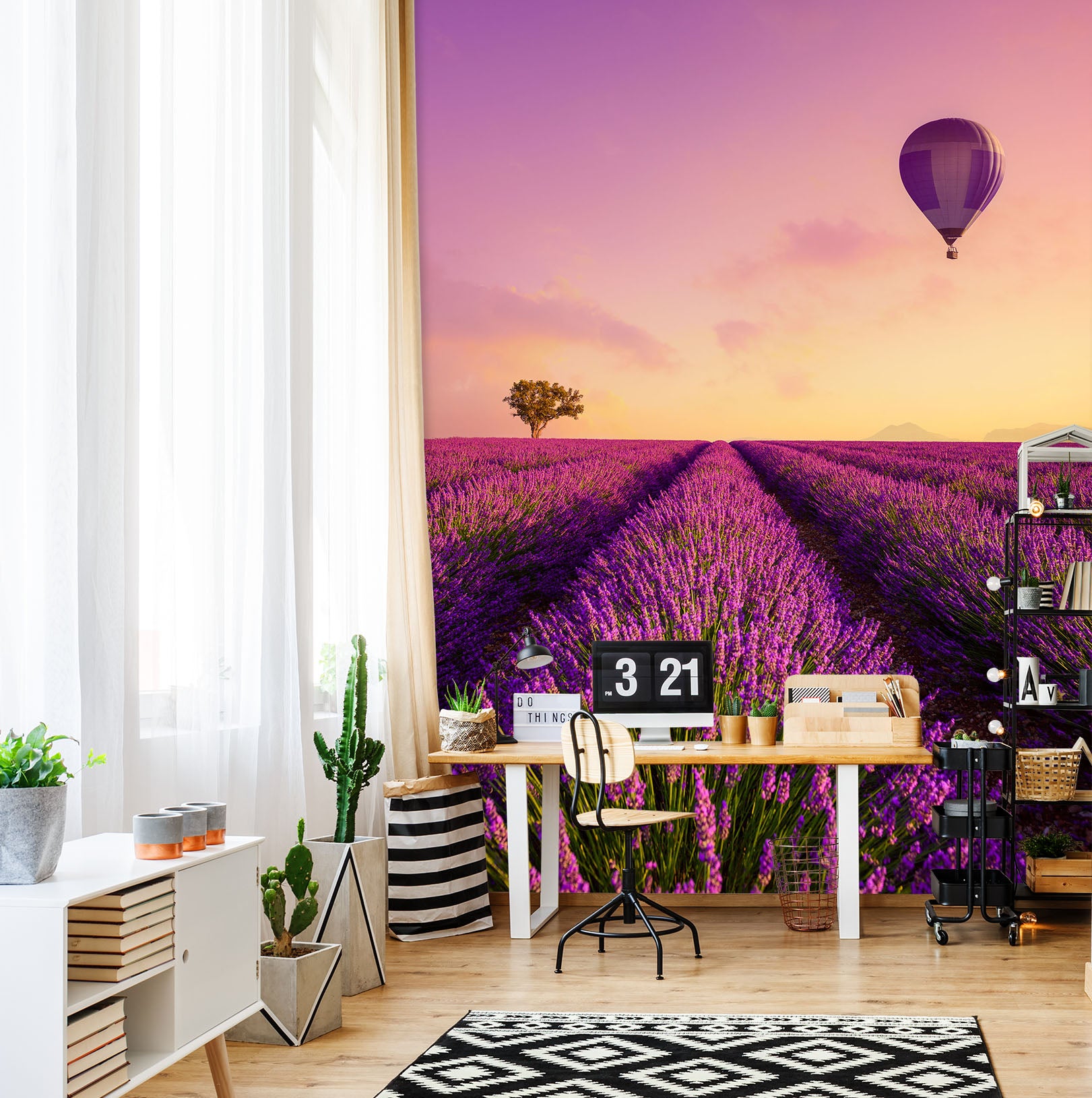 3D Lavender Hot Air Balloon 57247 Wall Murals