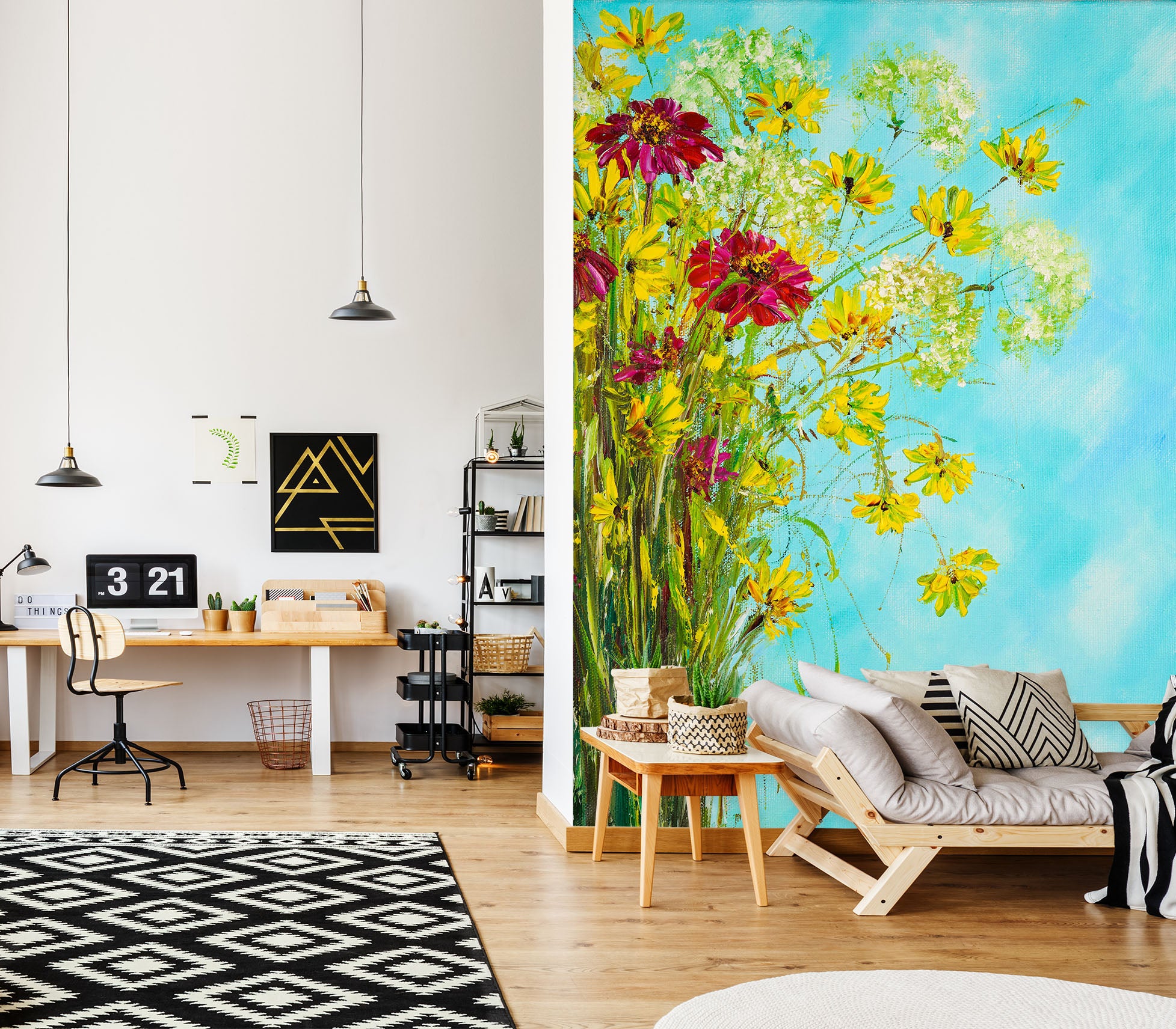 3D Yellow Flower 265 Skromova Marina Wall Mural Wall Murals