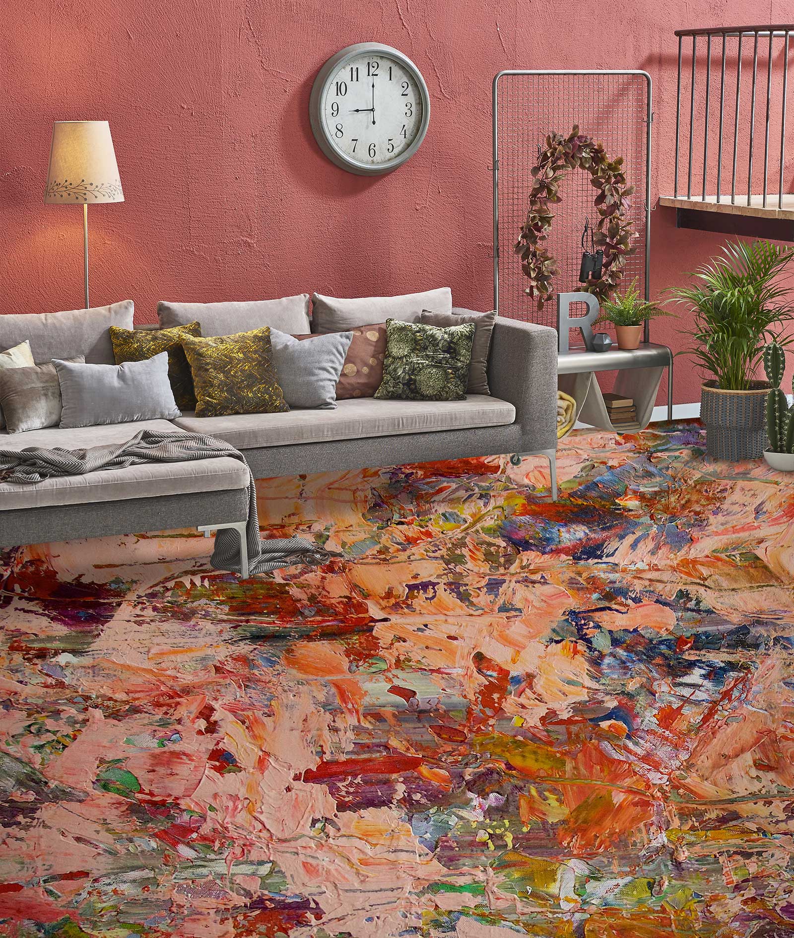 3D Red Paint Pattern 9665 Allan P. Friedlander Floor Mural  Wallpaper Murals Self-Adhesive Removable Print Epoxy