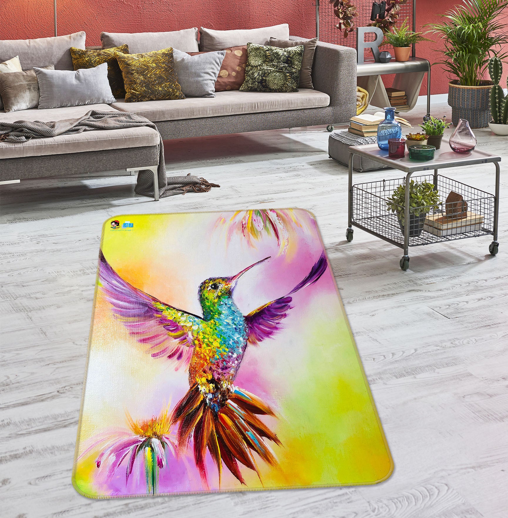 3D Colorful Hummingbird 1216 Skromova Marina Rug Non Slip Rug Mat