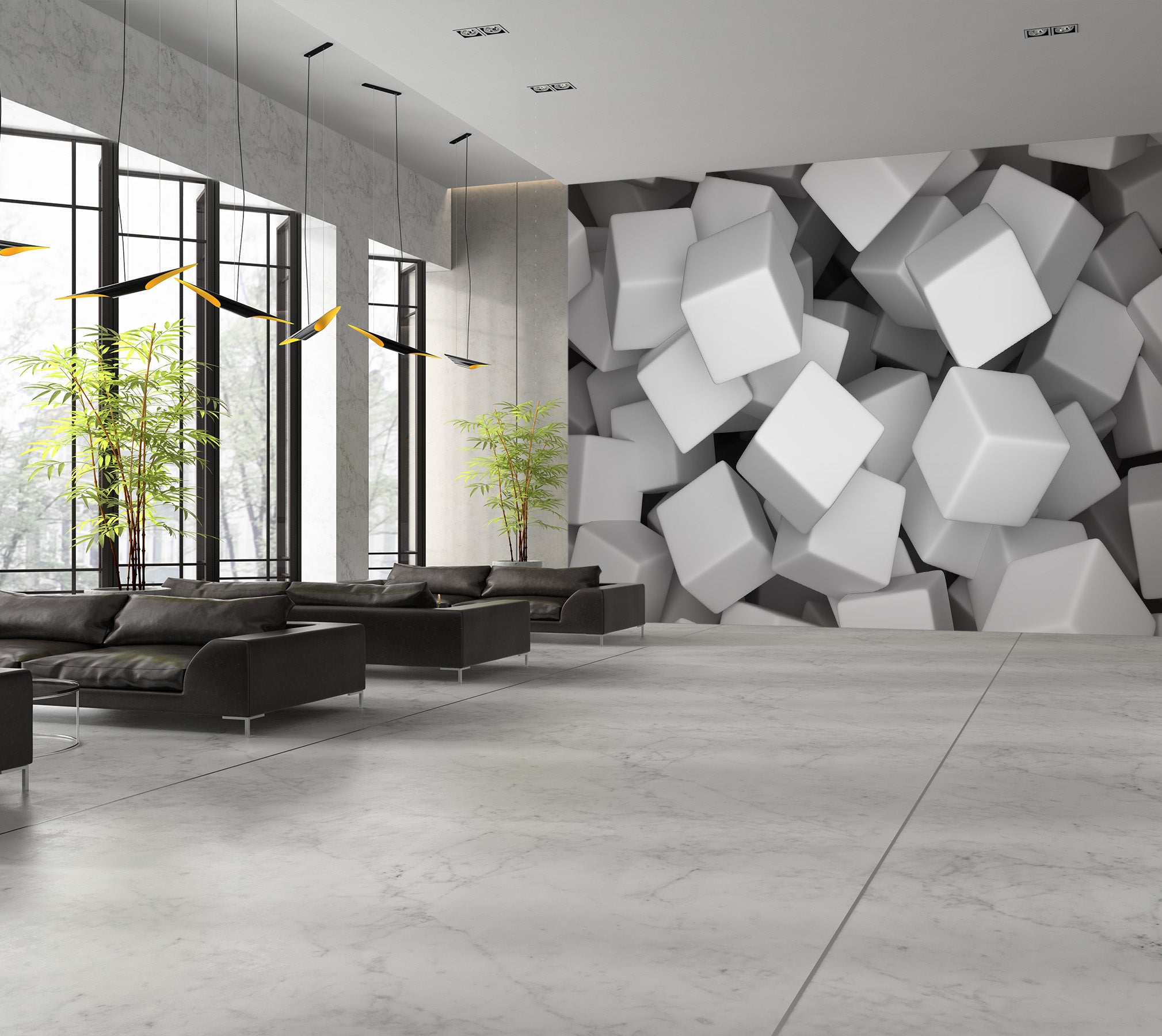 3D White Block 006 Wall Murals