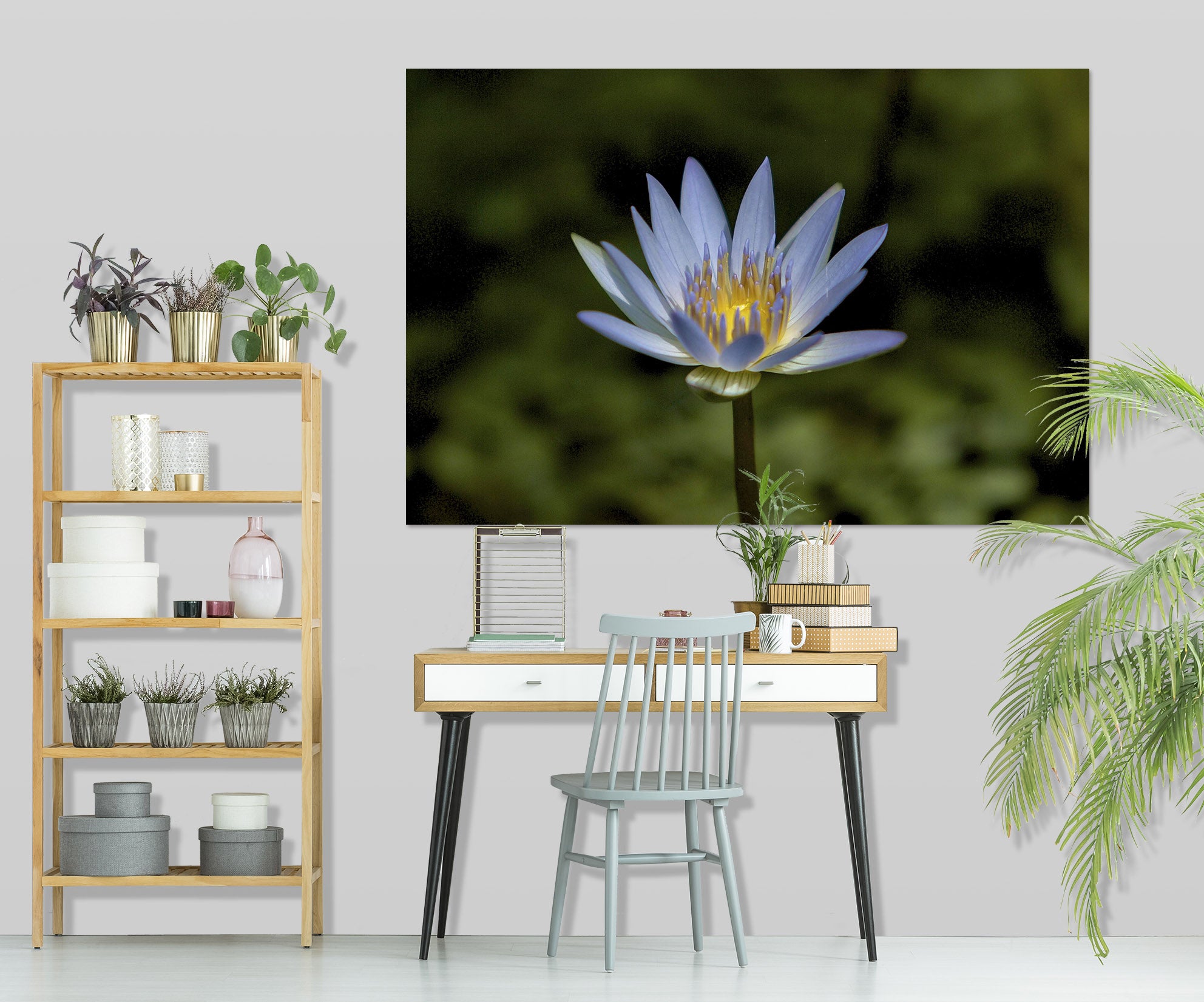 3D Lavendar Water Lily 016 Kathy Barefield Wall Sticker